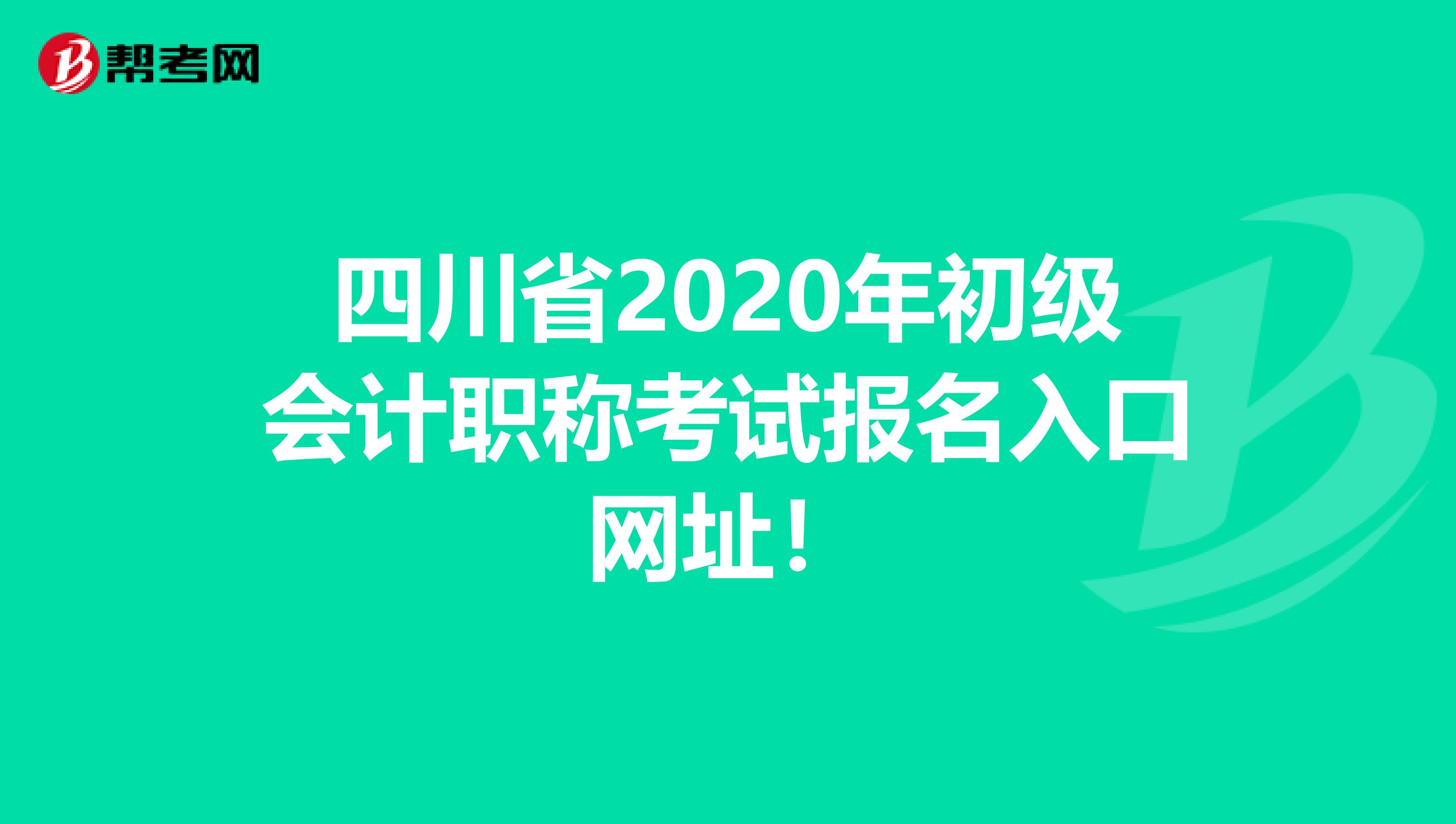 四川省2020年初级会计职称考试报名入口网址！