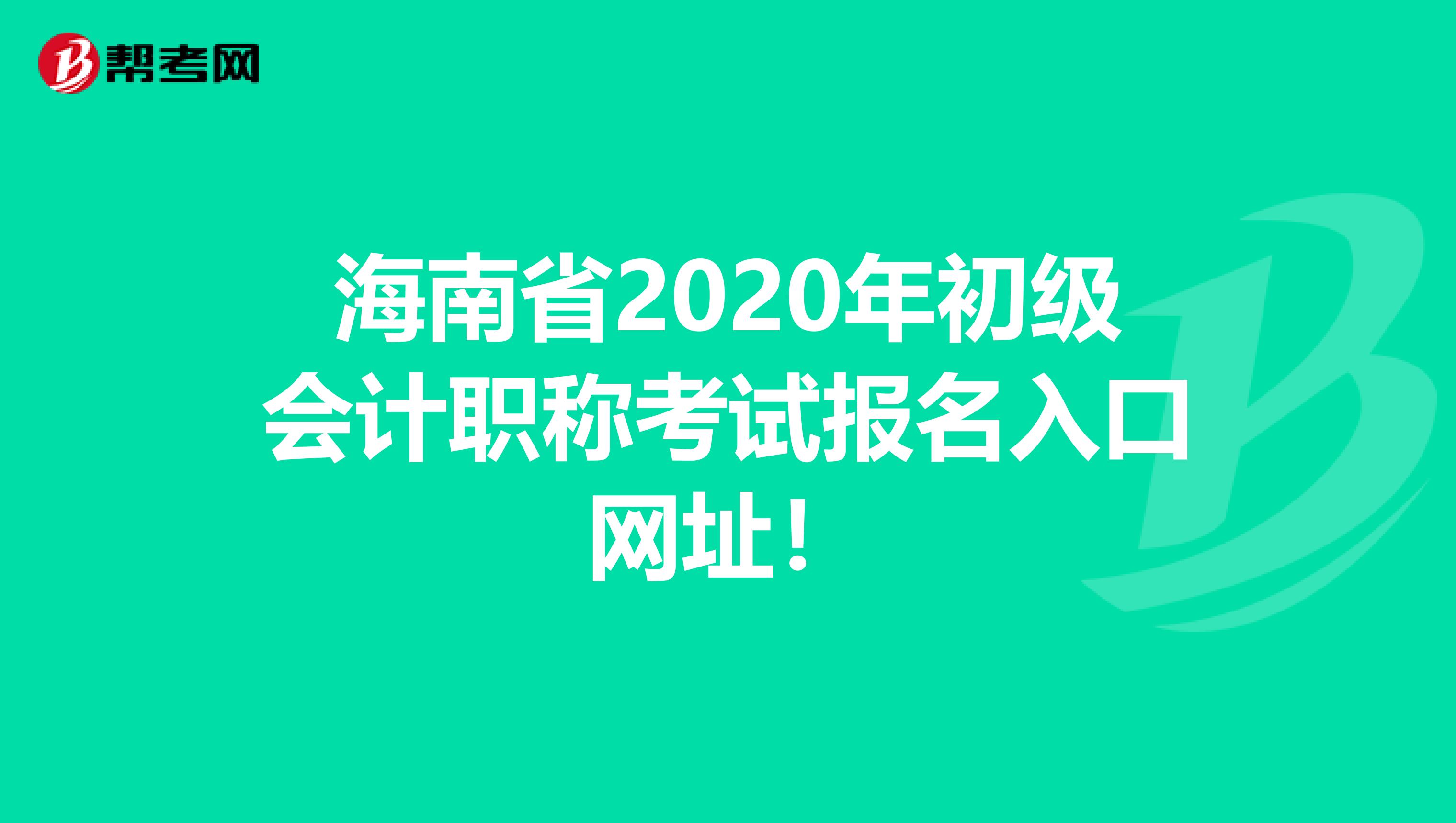 海南省2020年初级会计职称考试报名入口网址！