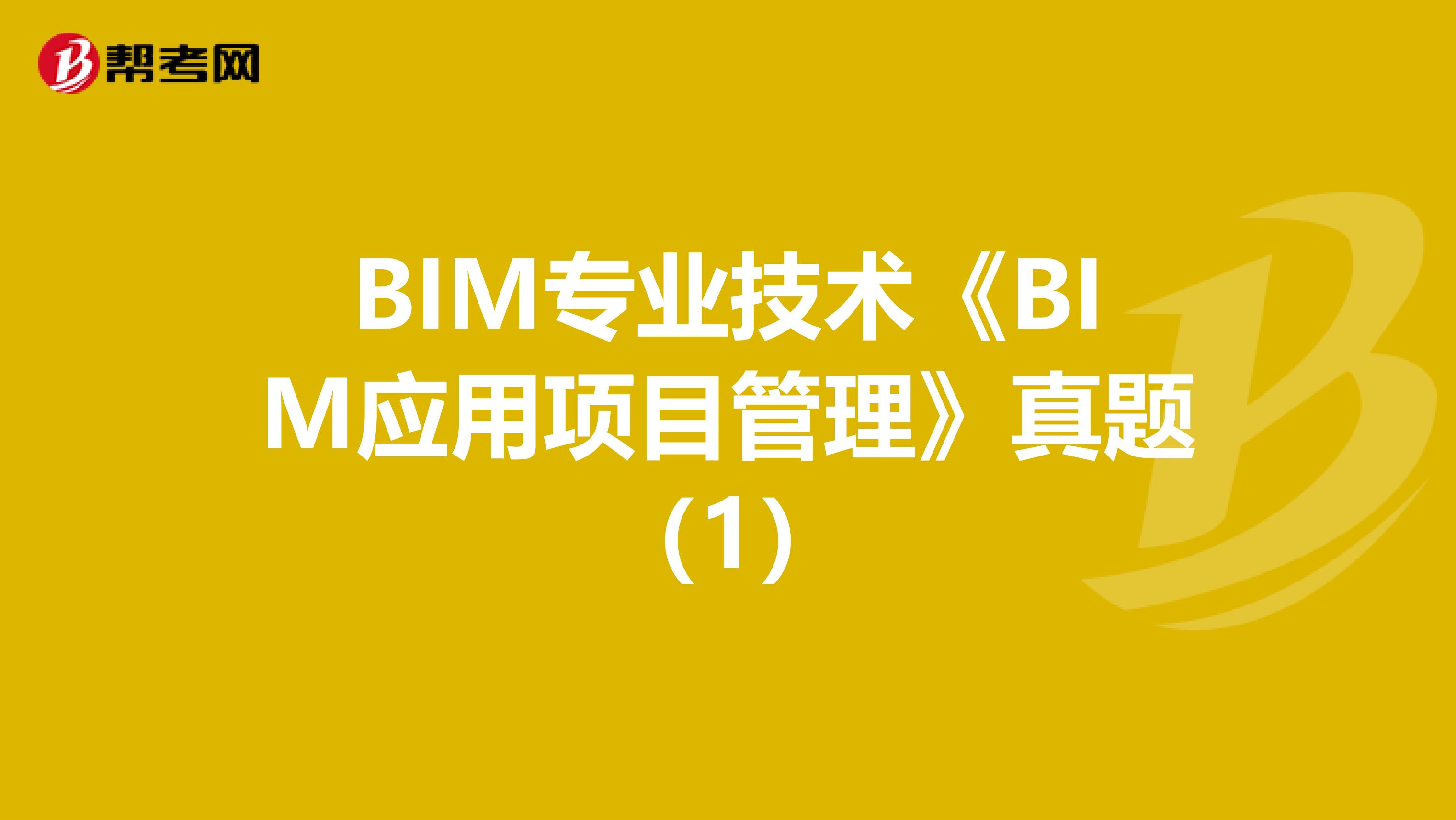 BIM专业技术《BIM应用项目管理》真题（1）