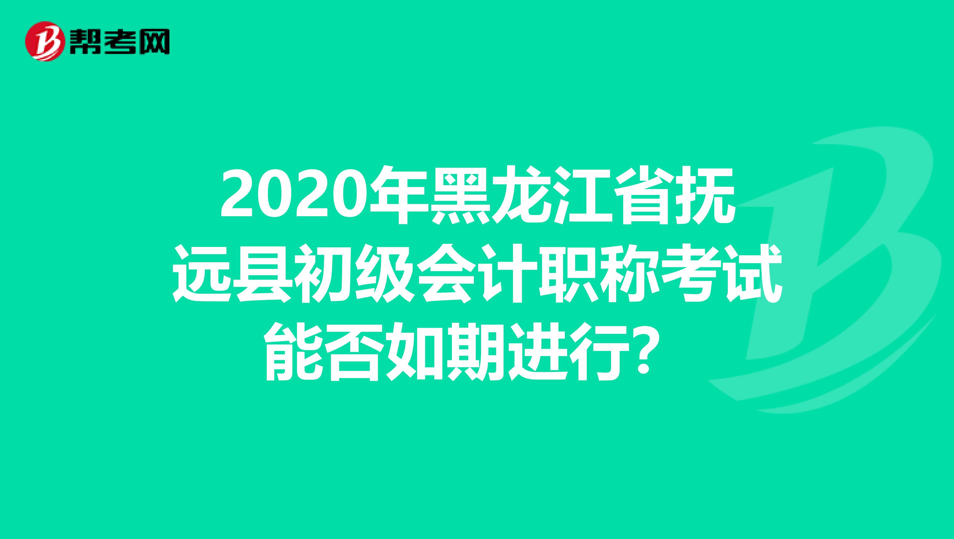 2020年黑龙江省抚远县初级会计职称考试能否如期进行？