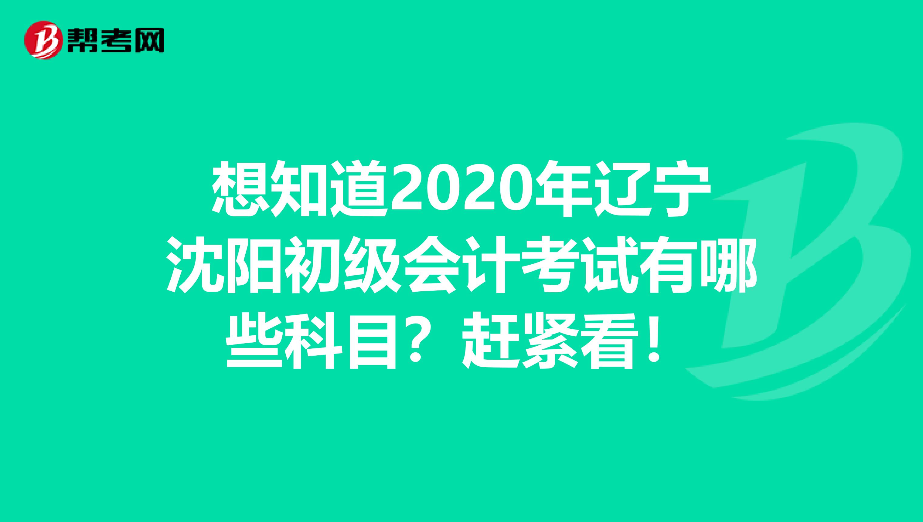 想知道2020年辽宁沈阳初级会计考试有哪些科目？赶紧看！