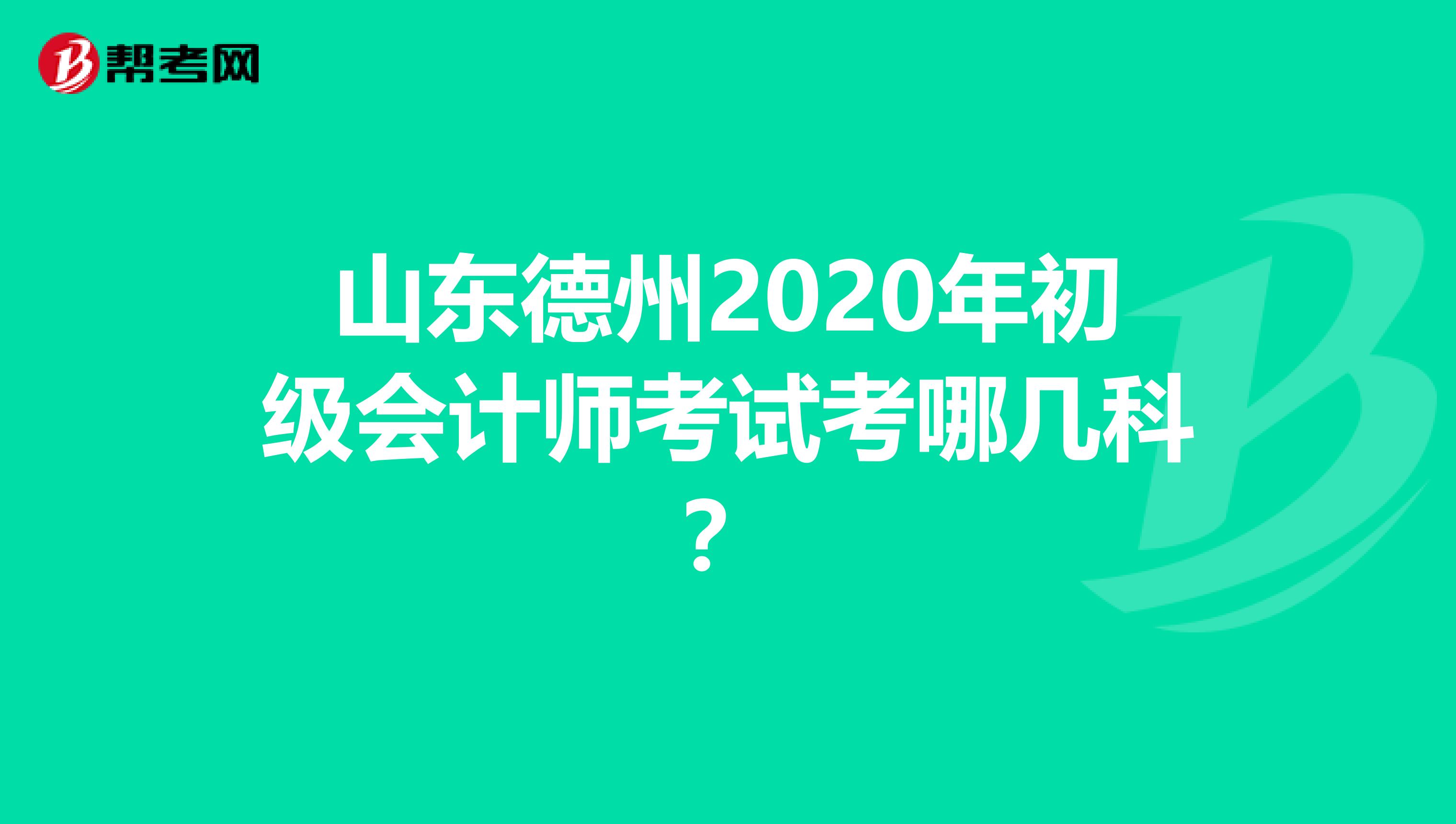 山东德州2020年初级会计师考试考哪几科？