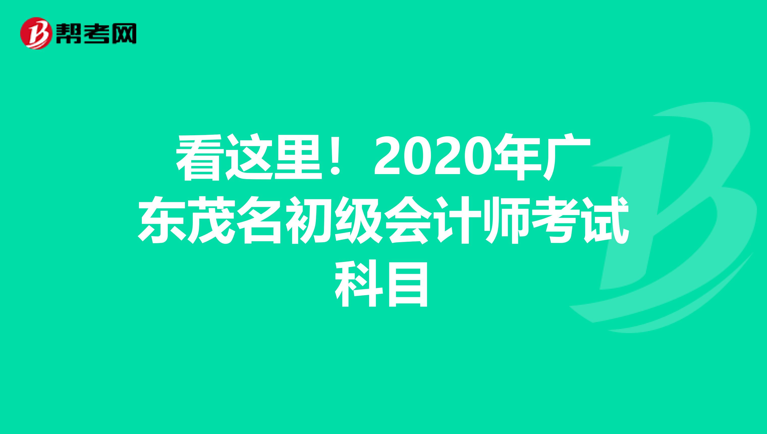 看这里！2020年广东茂名初级会计师考试科目