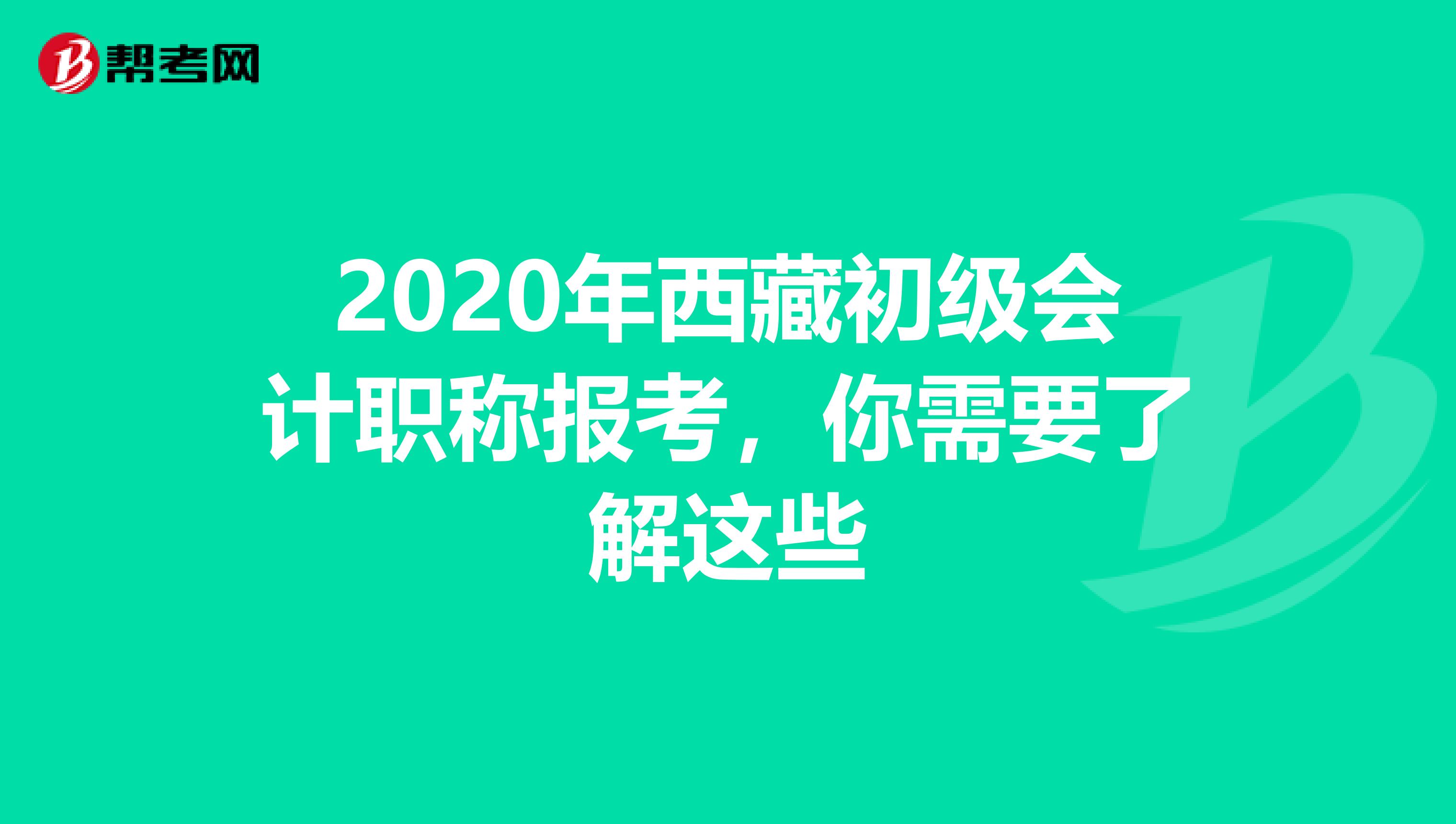 2020年西藏初級會計職稱報考,你需要了解這些