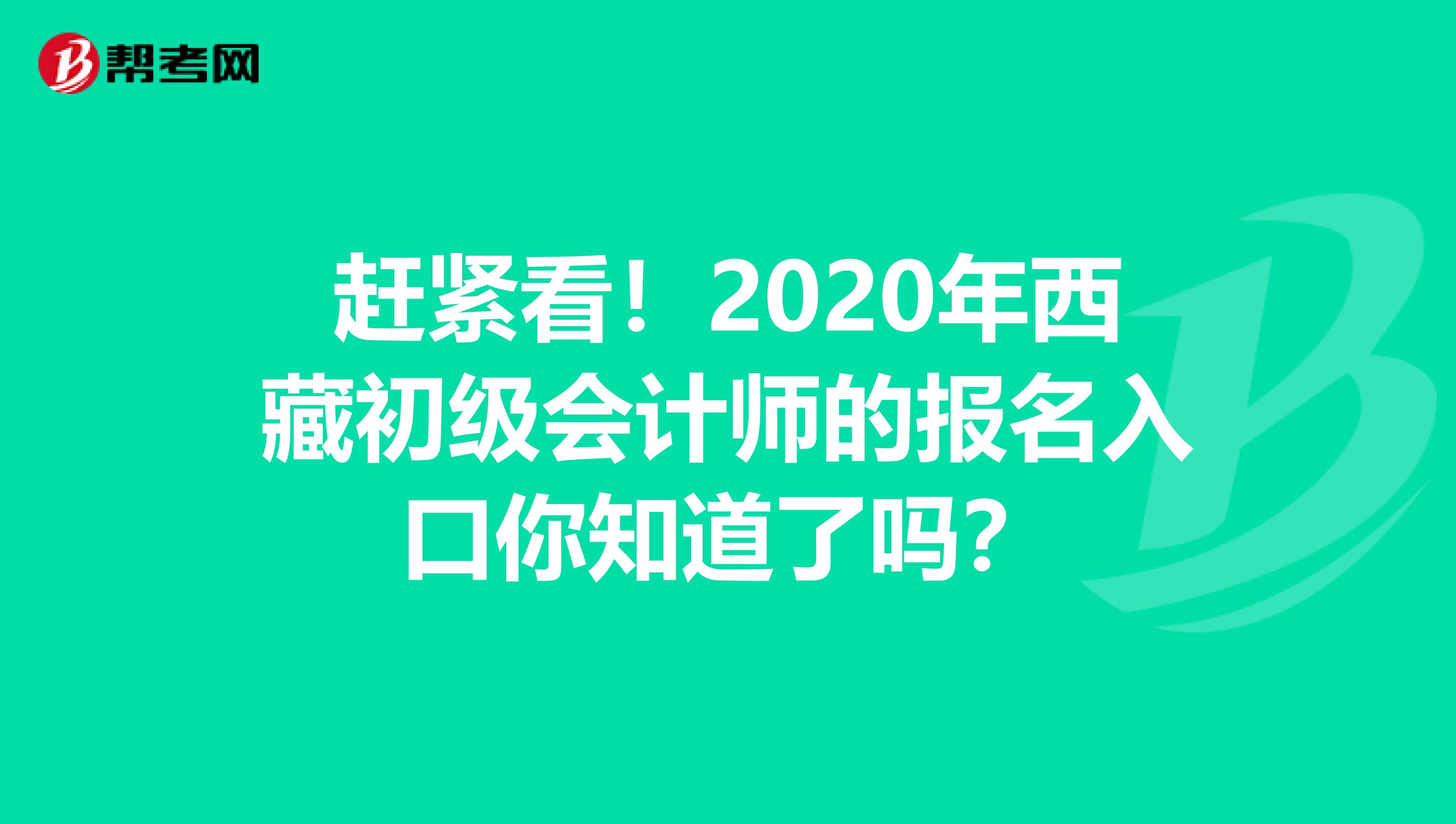 赶紧看！2020年西藏初级会计师的报名入口你知道了吗？