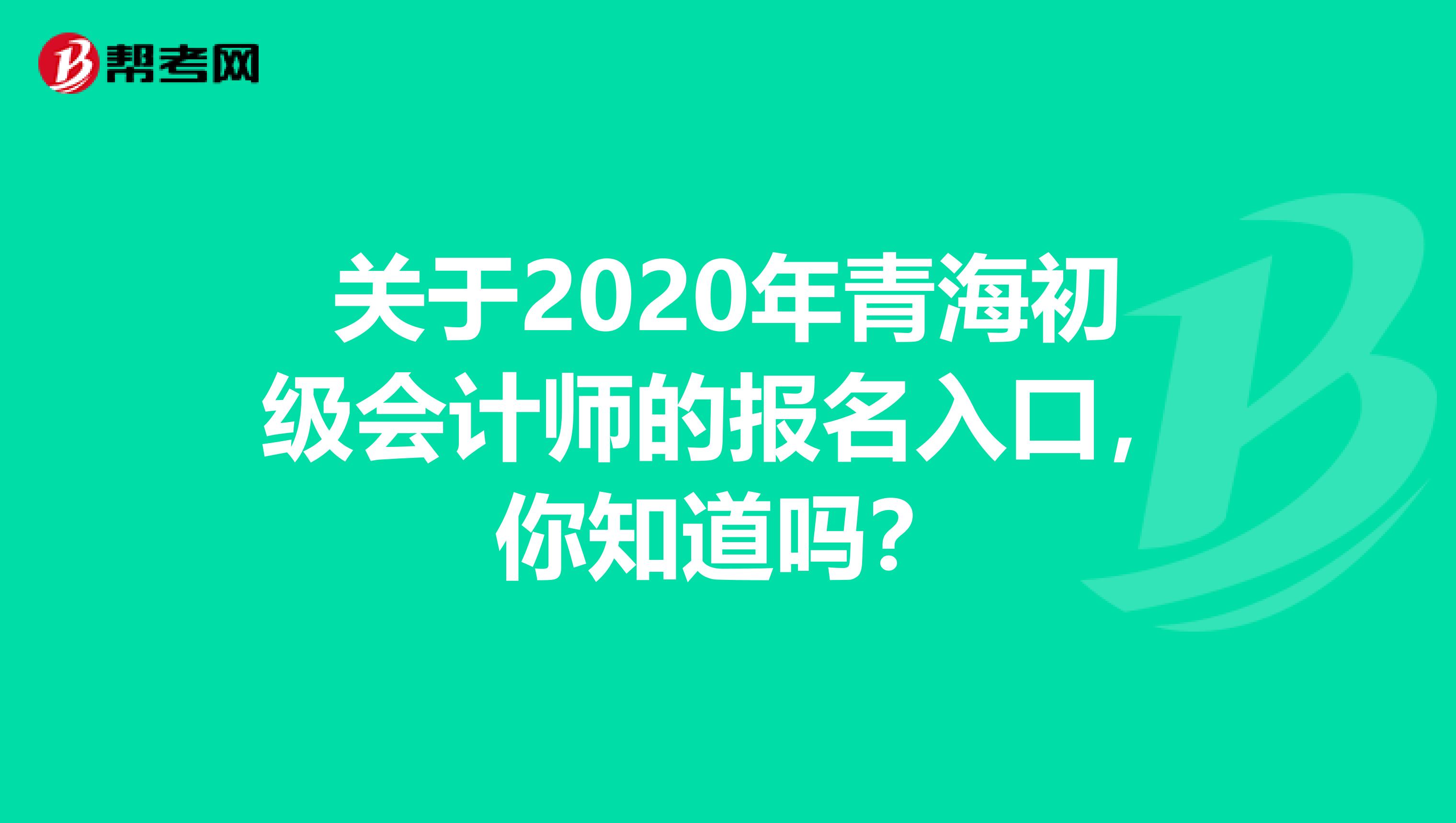 关于2020年青海初级会计师的报名入口，你知道吗？
