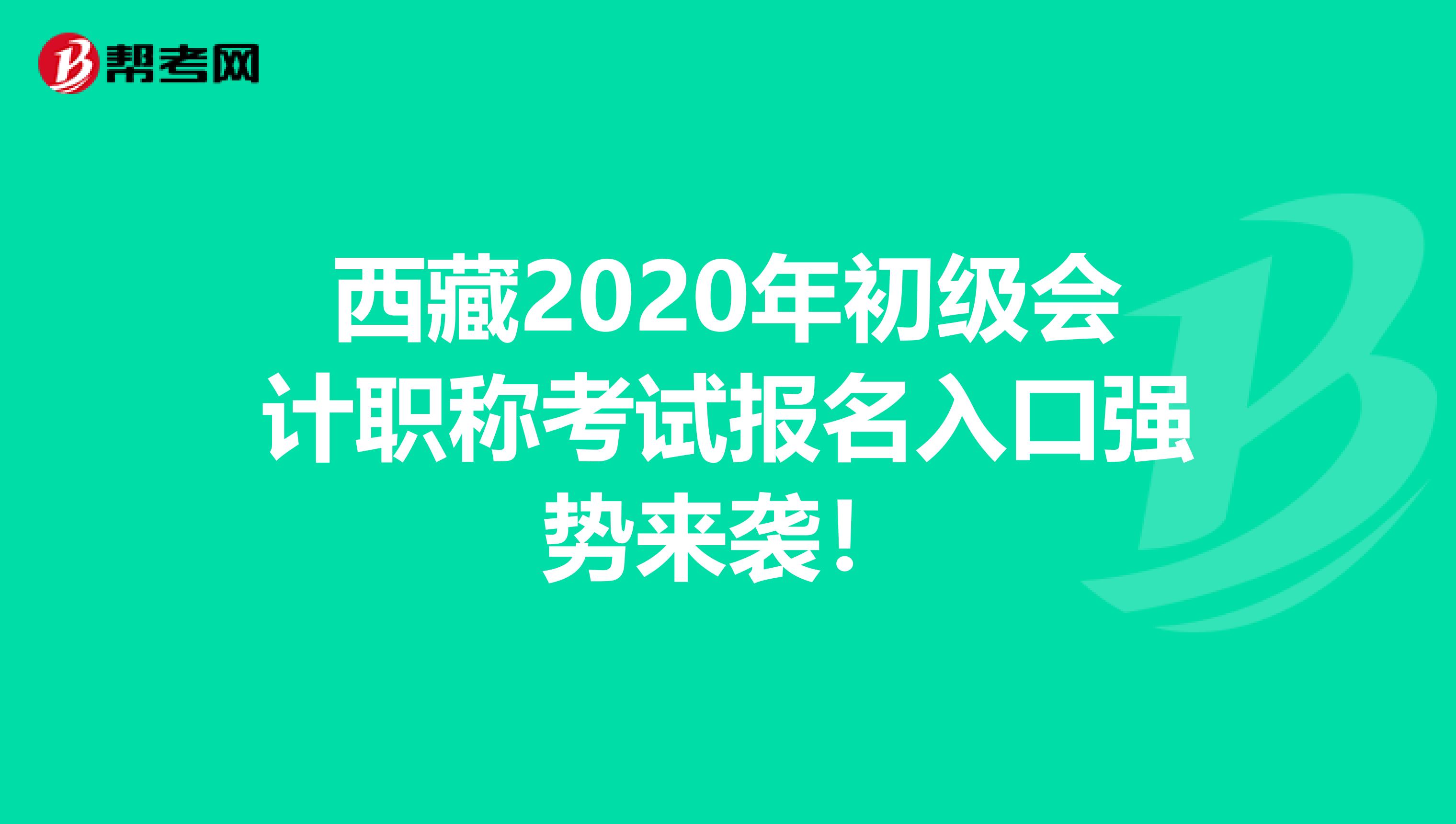 西藏2020年初级会计职称考试报名入口强势来袭！