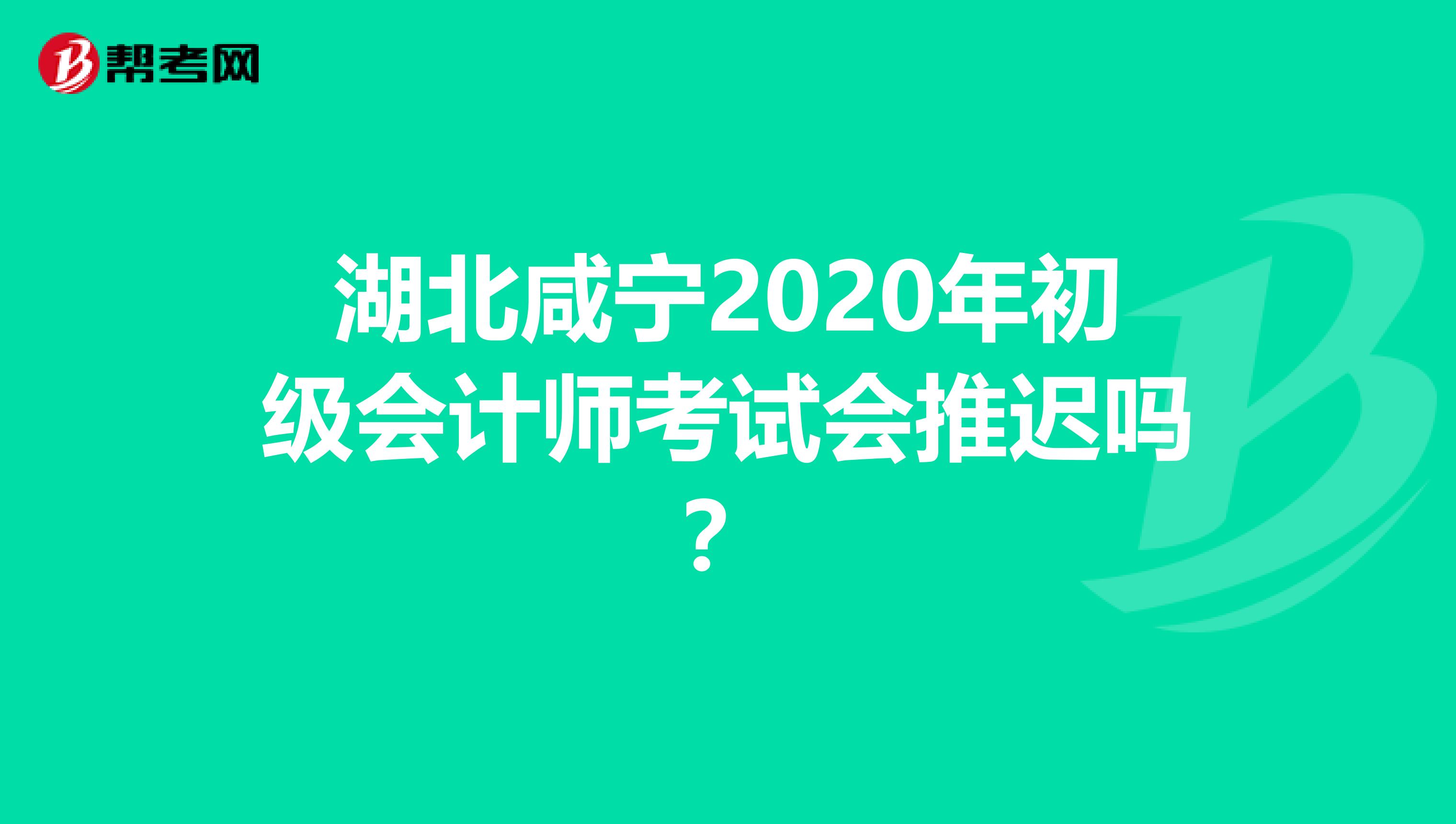 湖北咸宁2020年初级会计师考试会推迟吗？