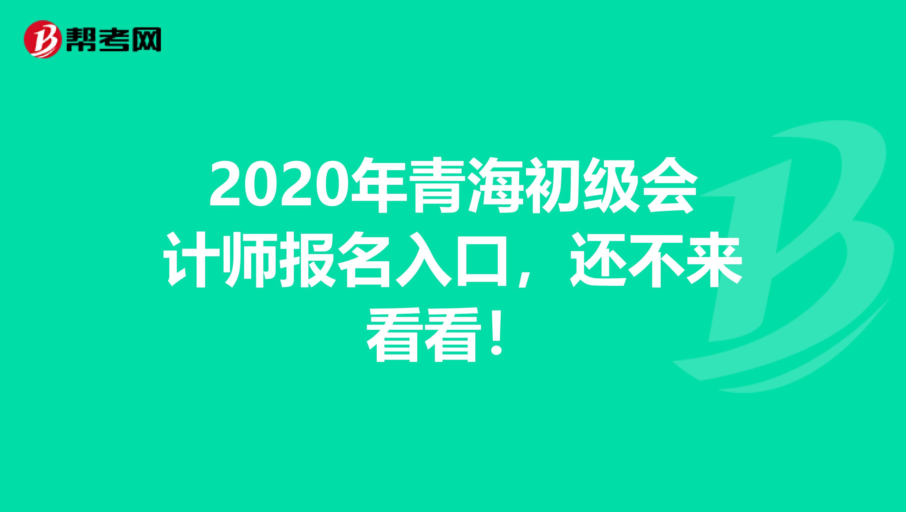 2020年青海初级会计师报名入口，还不来看看！