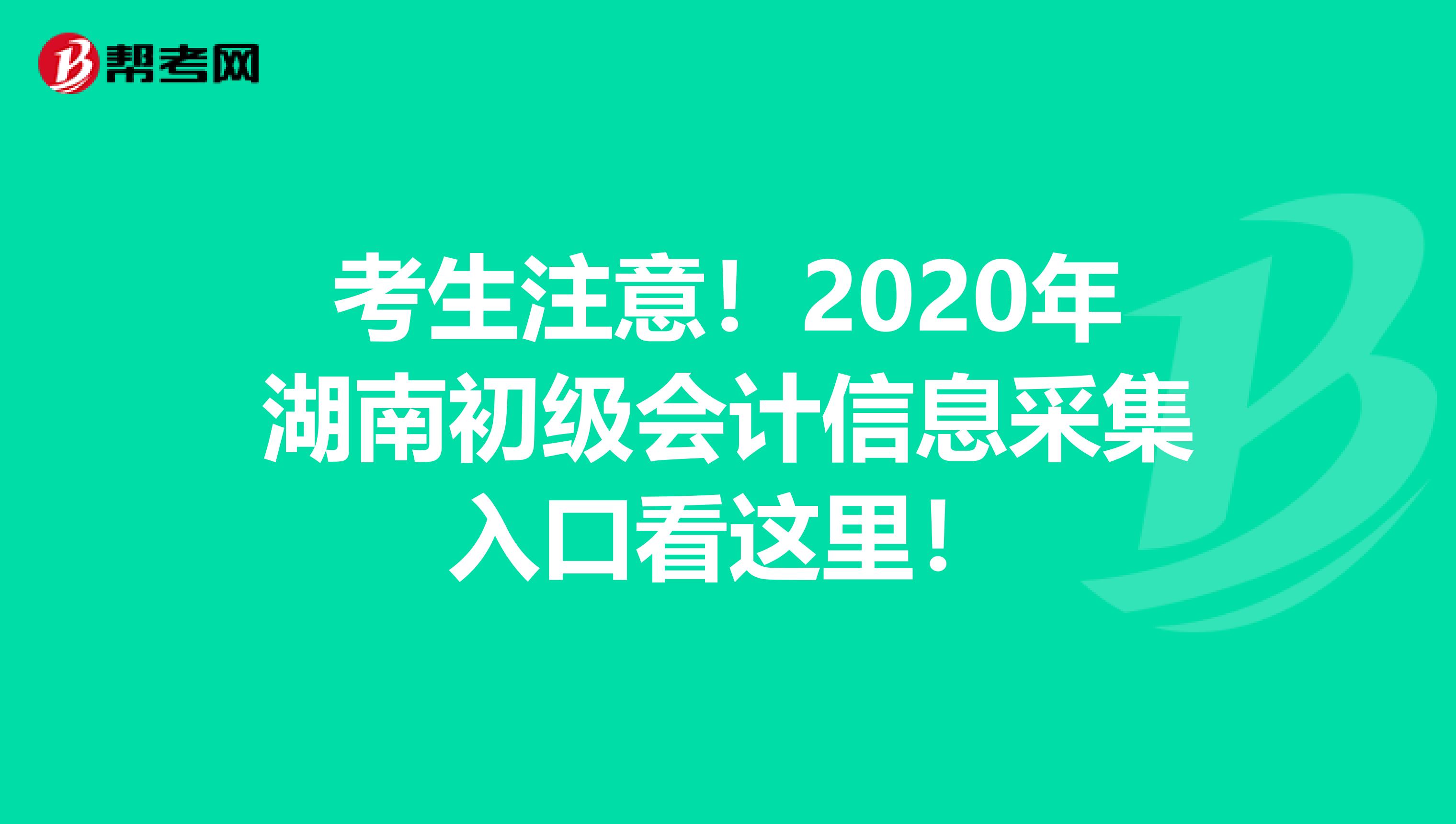 考生注意！2020年湖南初级会计信息采集入口看这里！