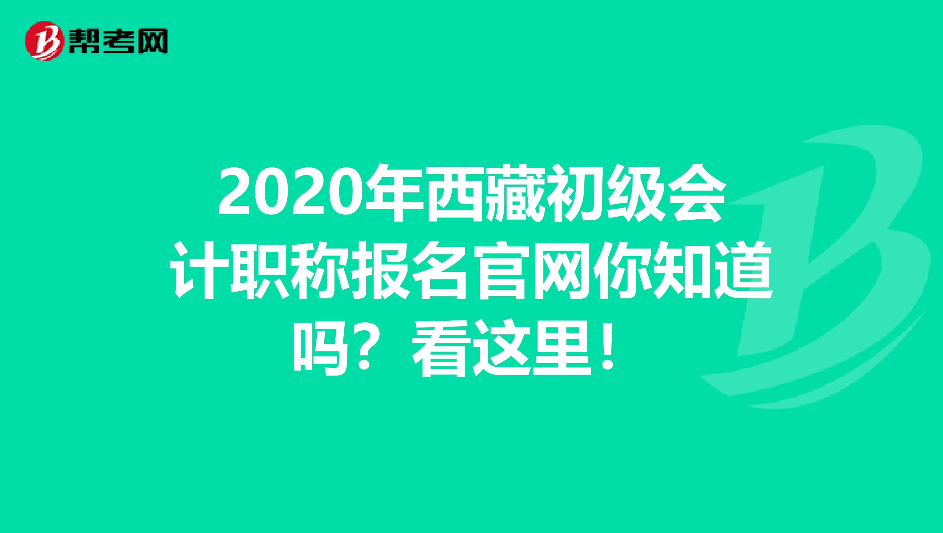 2020年西藏初级会计职称报名官网你知道吗？看这里！