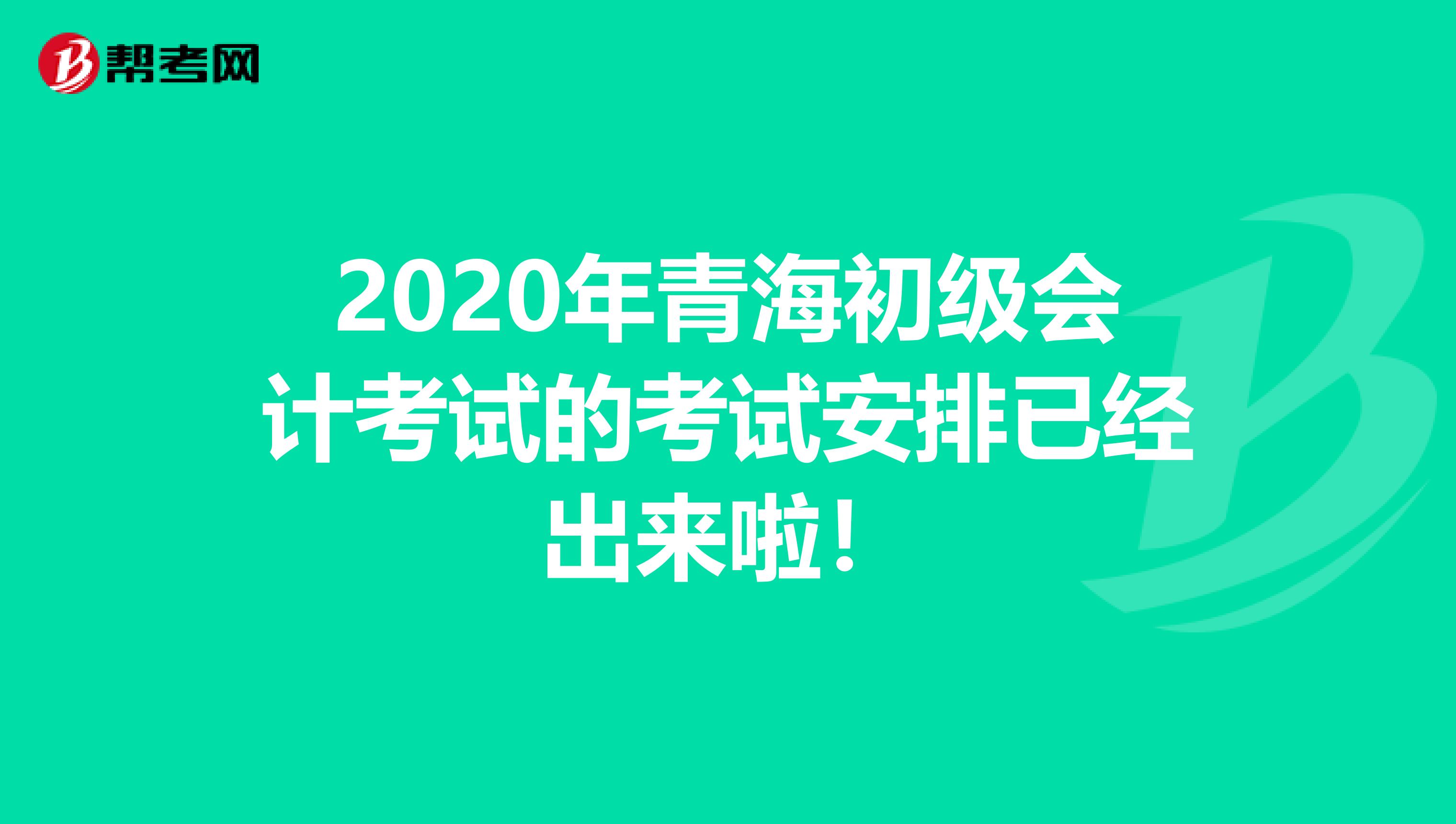 2020年青海初级会计考试的考试安排已经出来啦！