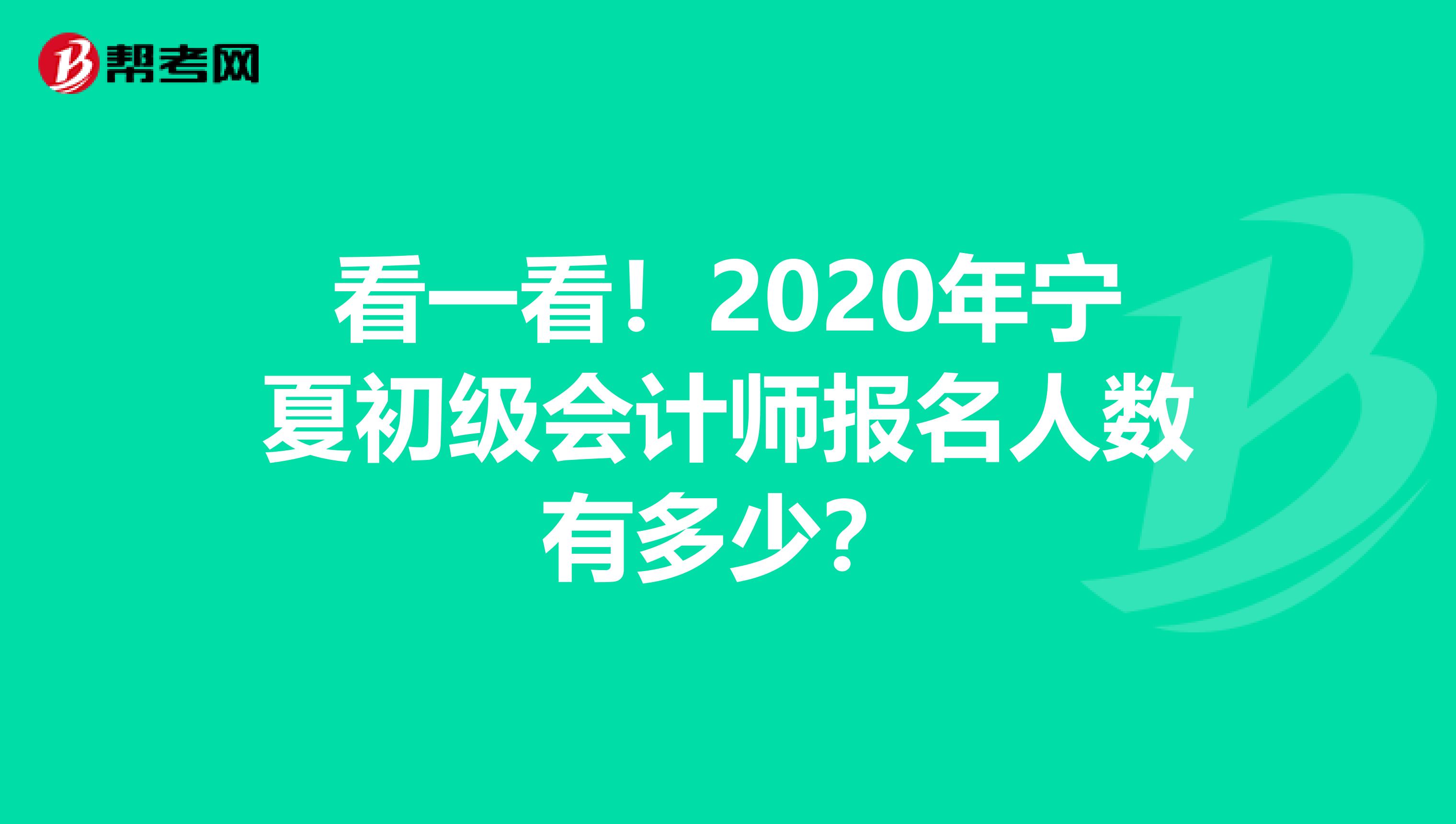 看一看！2020年宁夏初级会计师报名人数有多少？