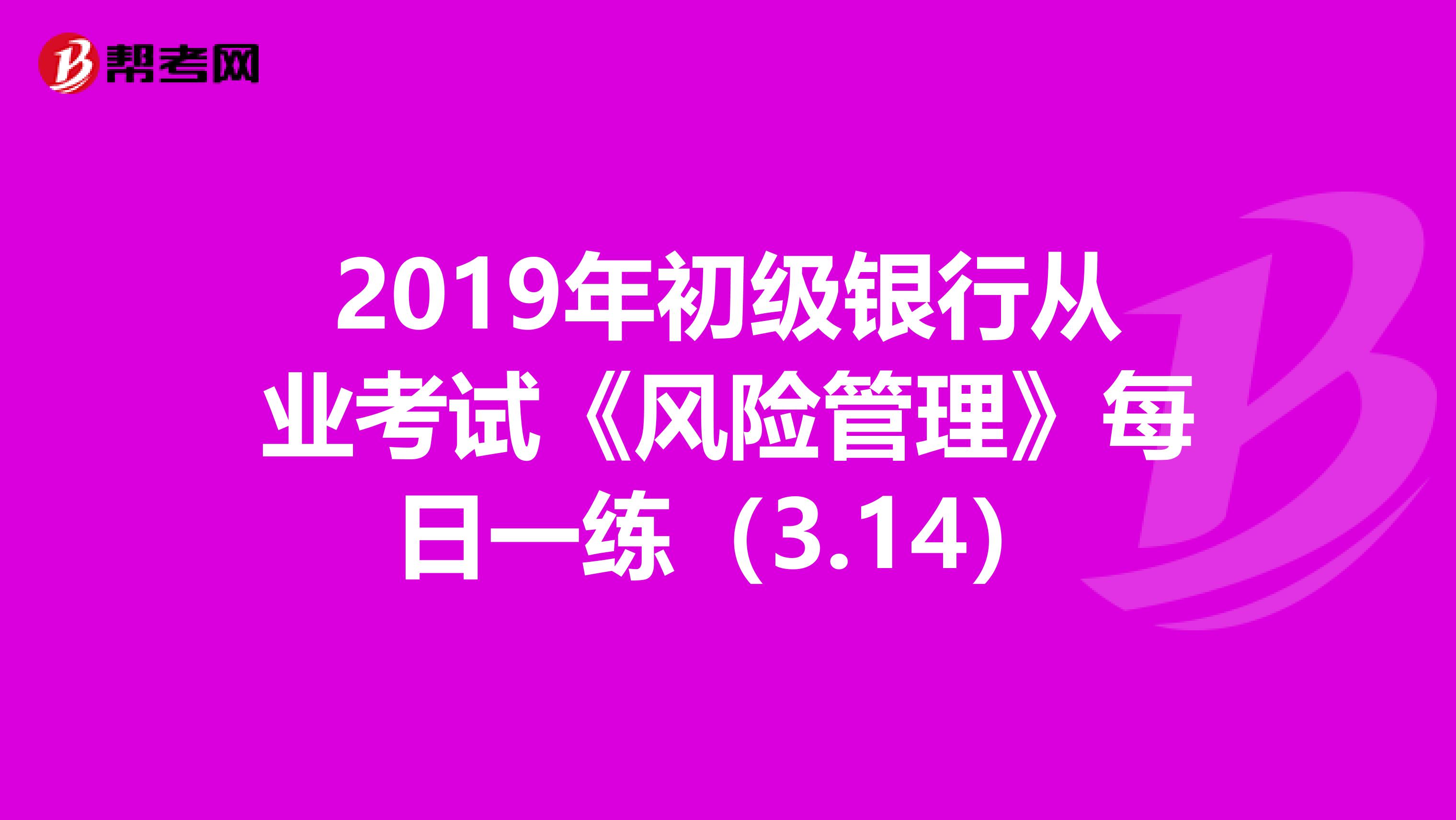 2019年初级银行从业考试《风险管理》每日一练（3.14）