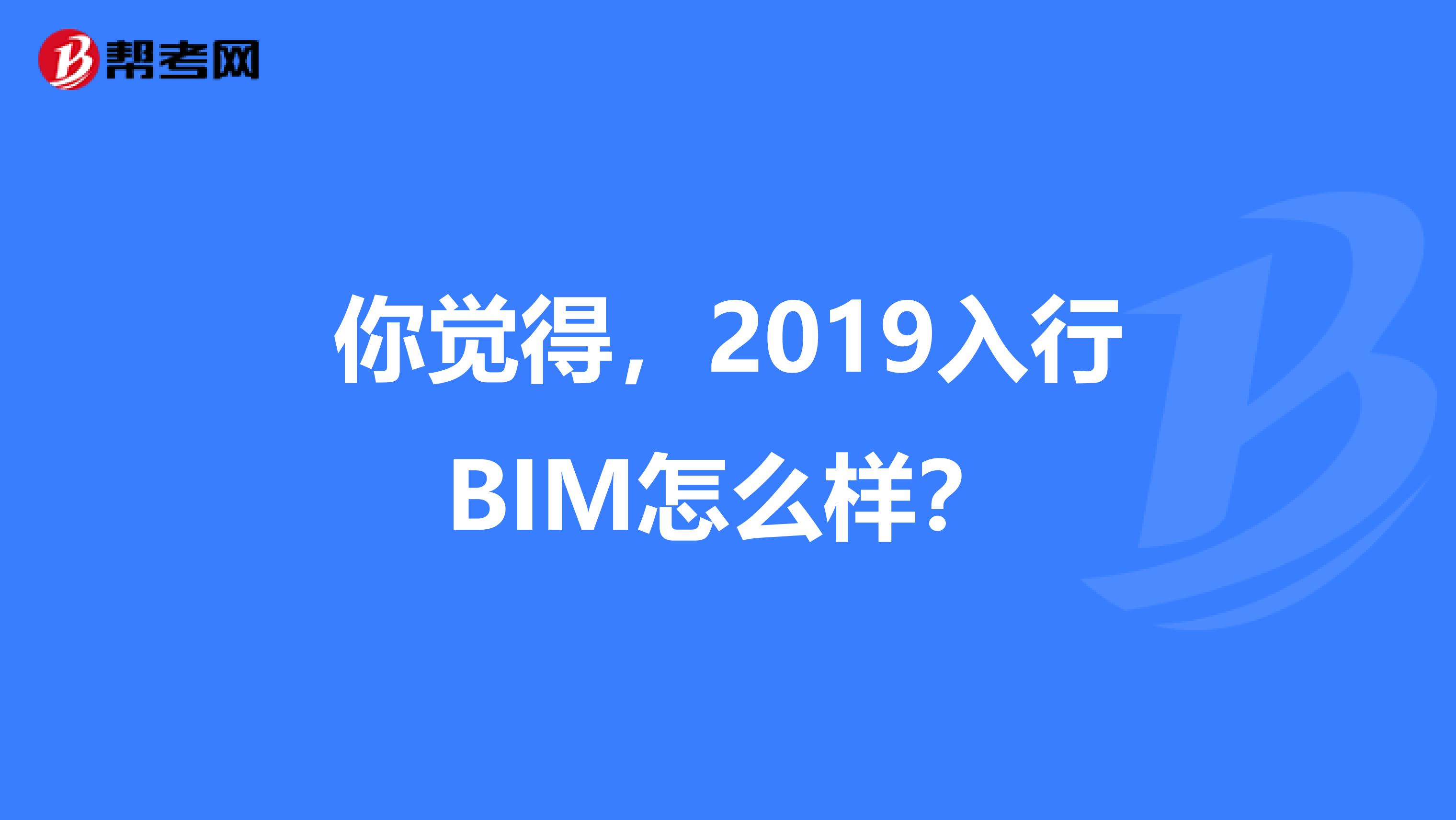 你觉得，2019入行BIM怎么样？