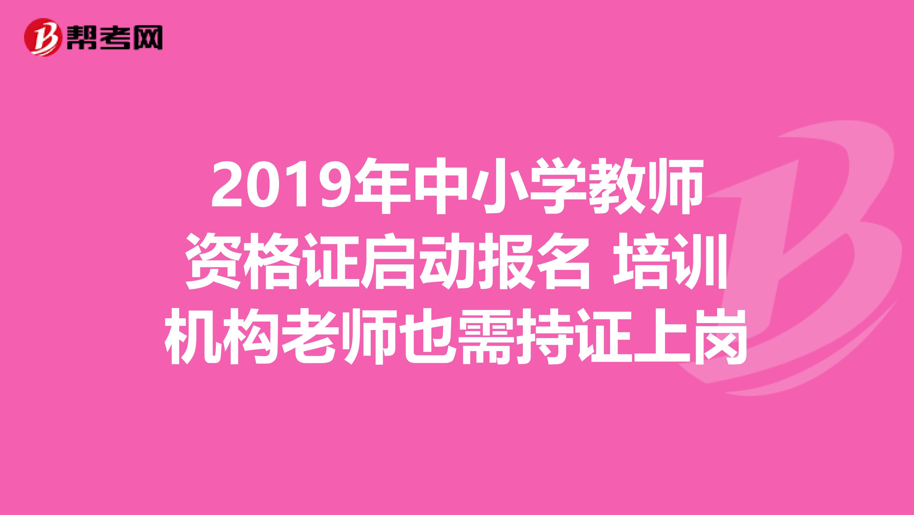 2019年中小学教师资格证启动报名 培训机构老师也需持证上岗