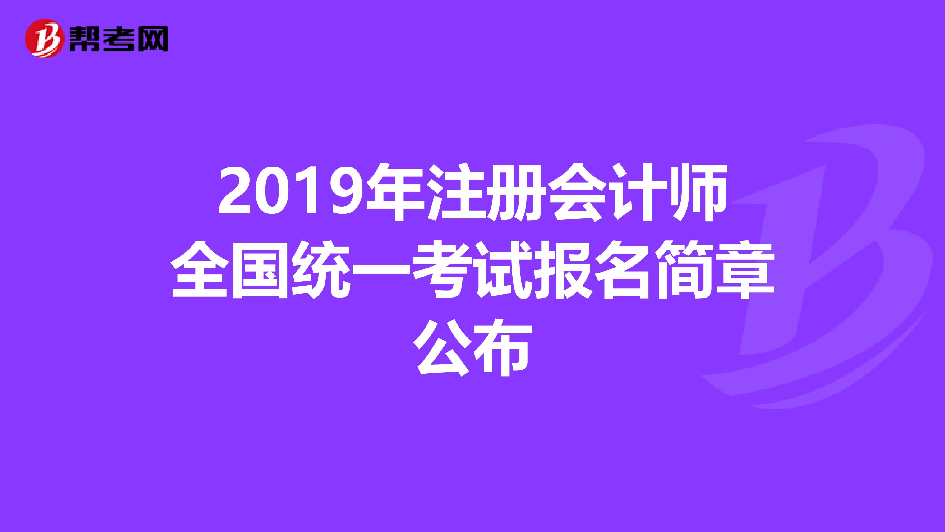 2019年注冊會計師全國統(tǒng)一考試報名簡章公布