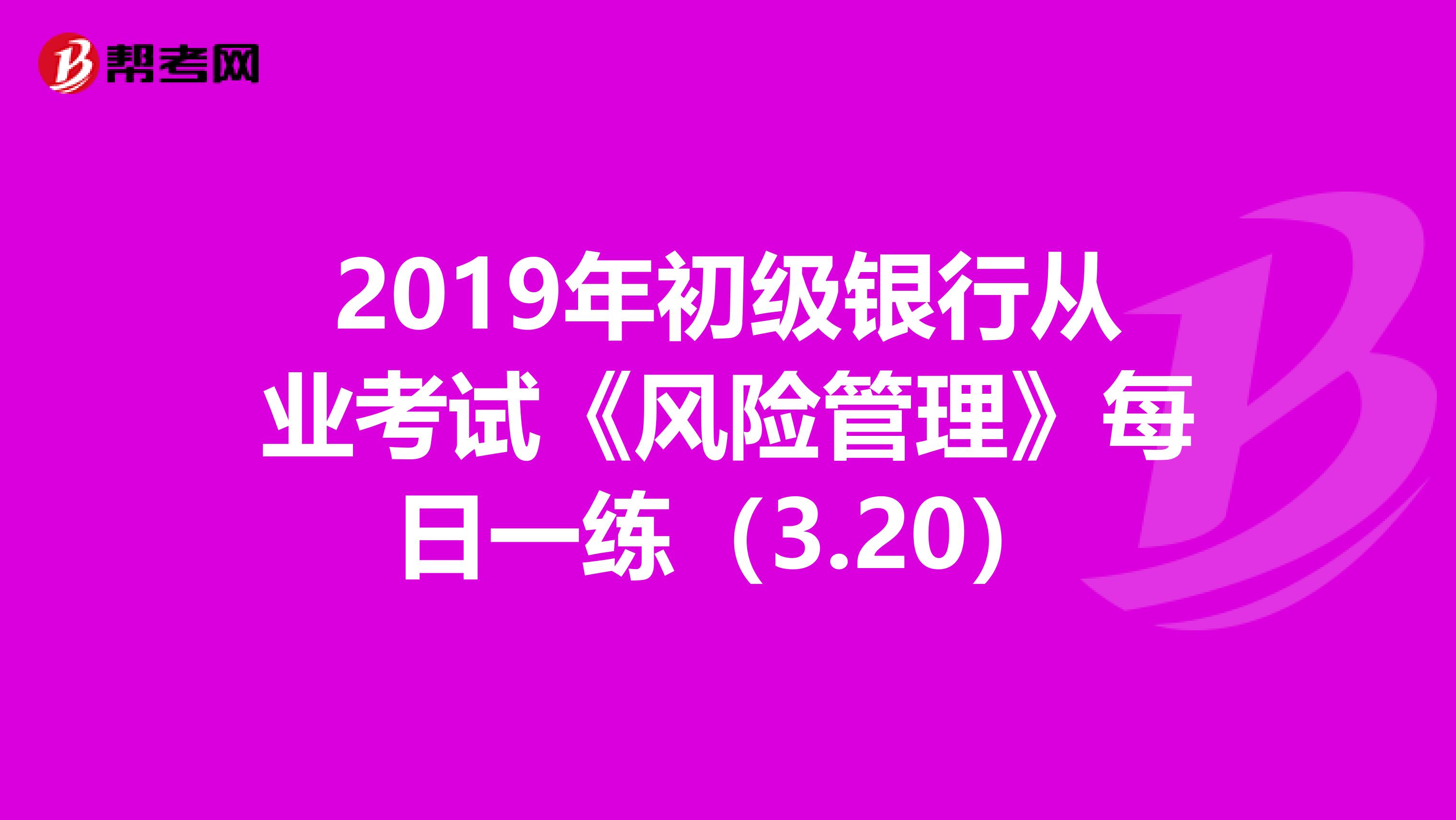 2019年初级银行从业考试《风险管理》每日一练（3.20）