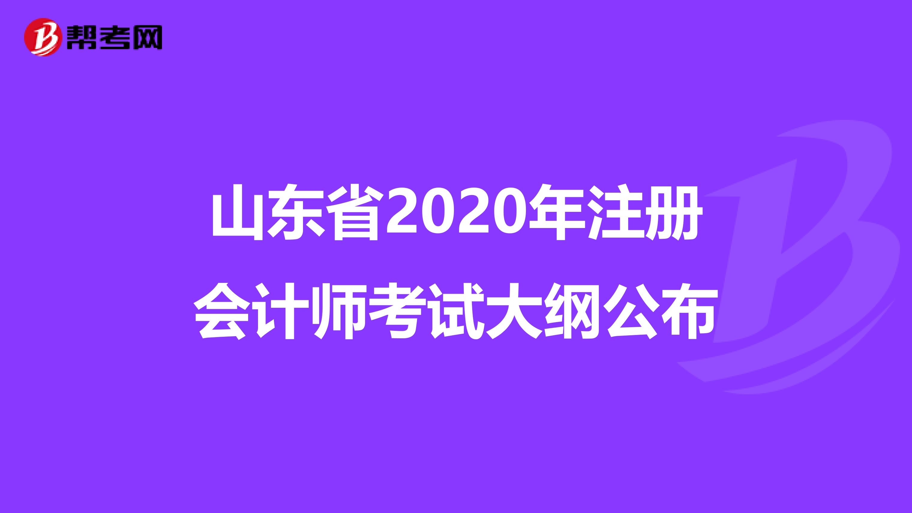 山東省2020年注冊會計師考試大綱公布