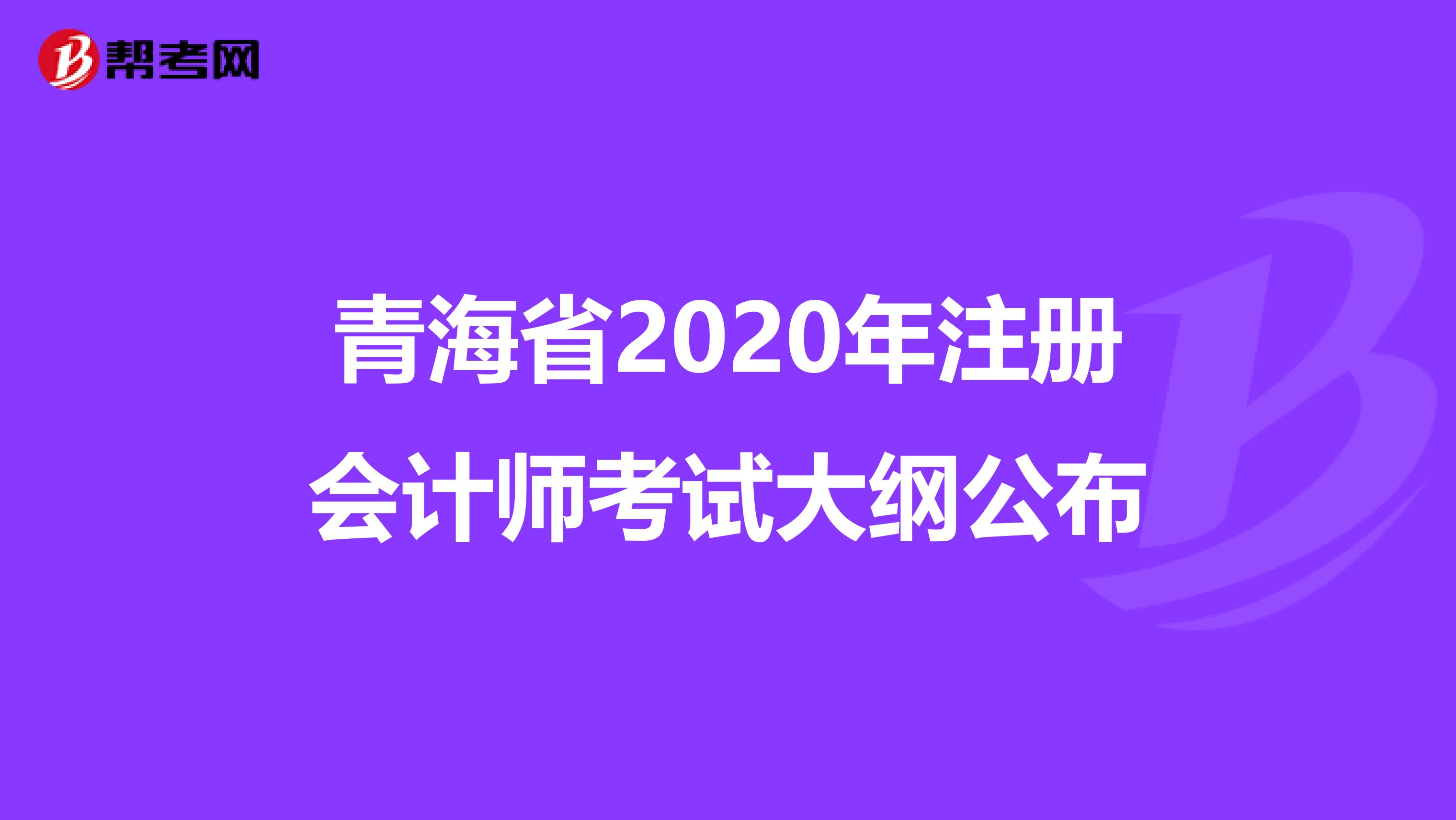 青海省2020年注册会计师考试大纲公布