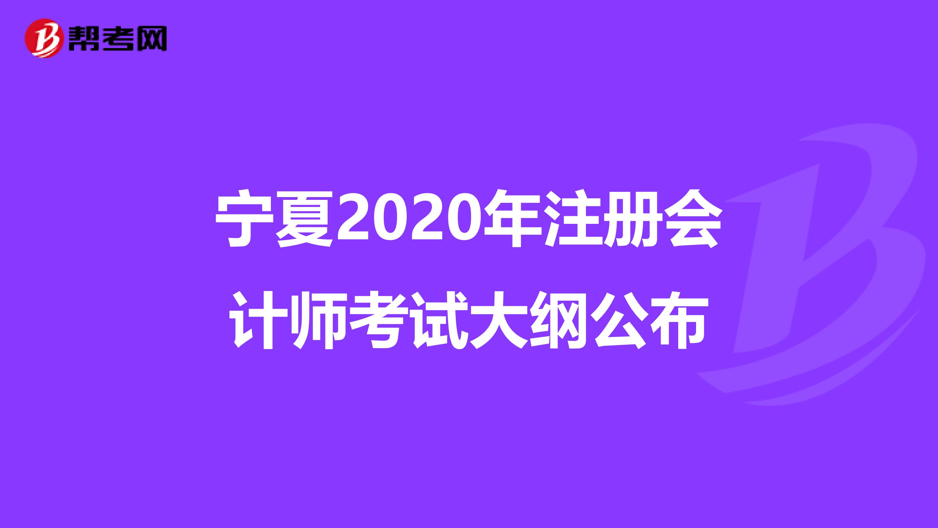 宁夏2020年注册会计师考试大纲公布