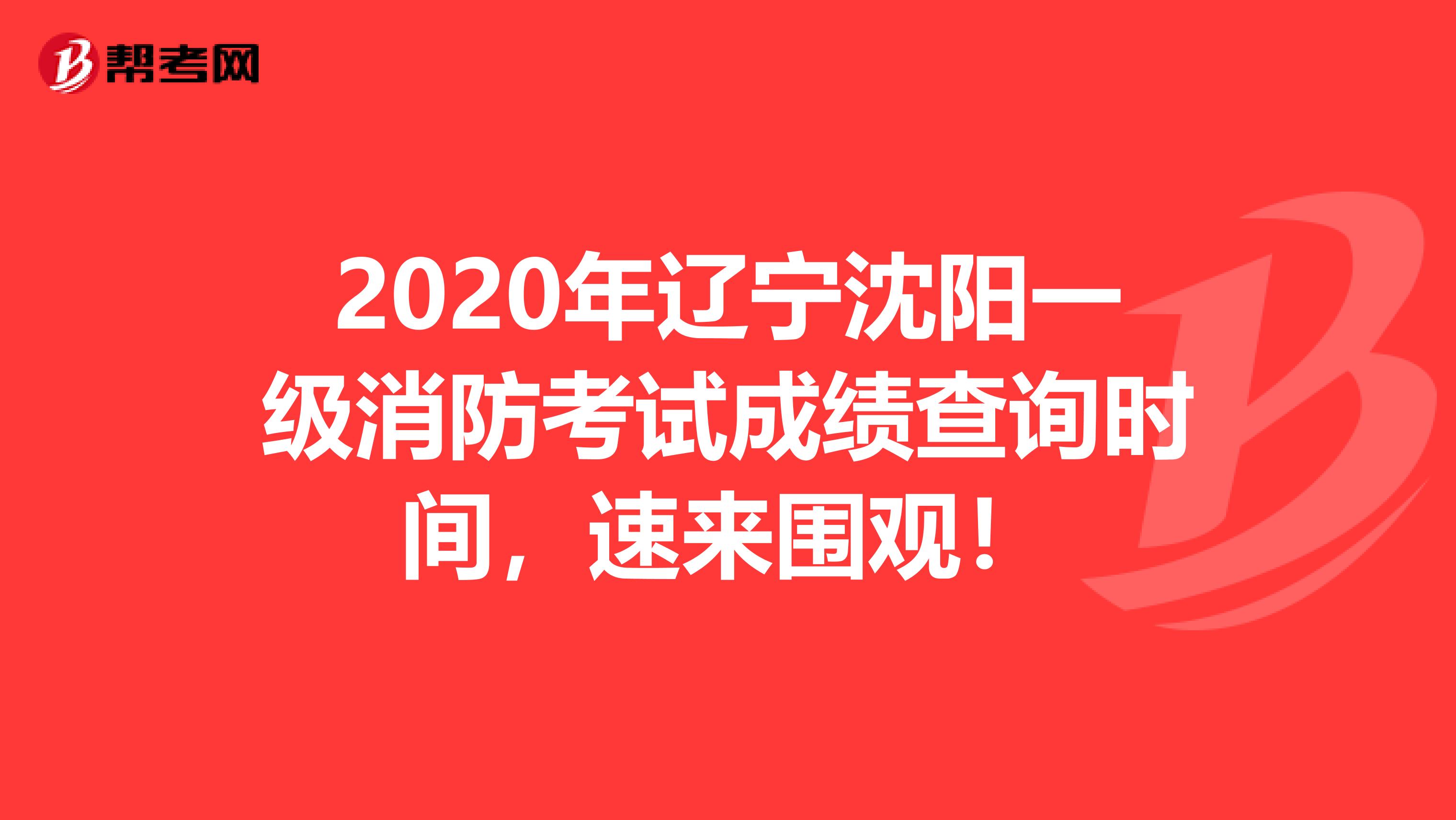 2020年辽宁沈阳一级消防考试成绩查询时间，速来围观！