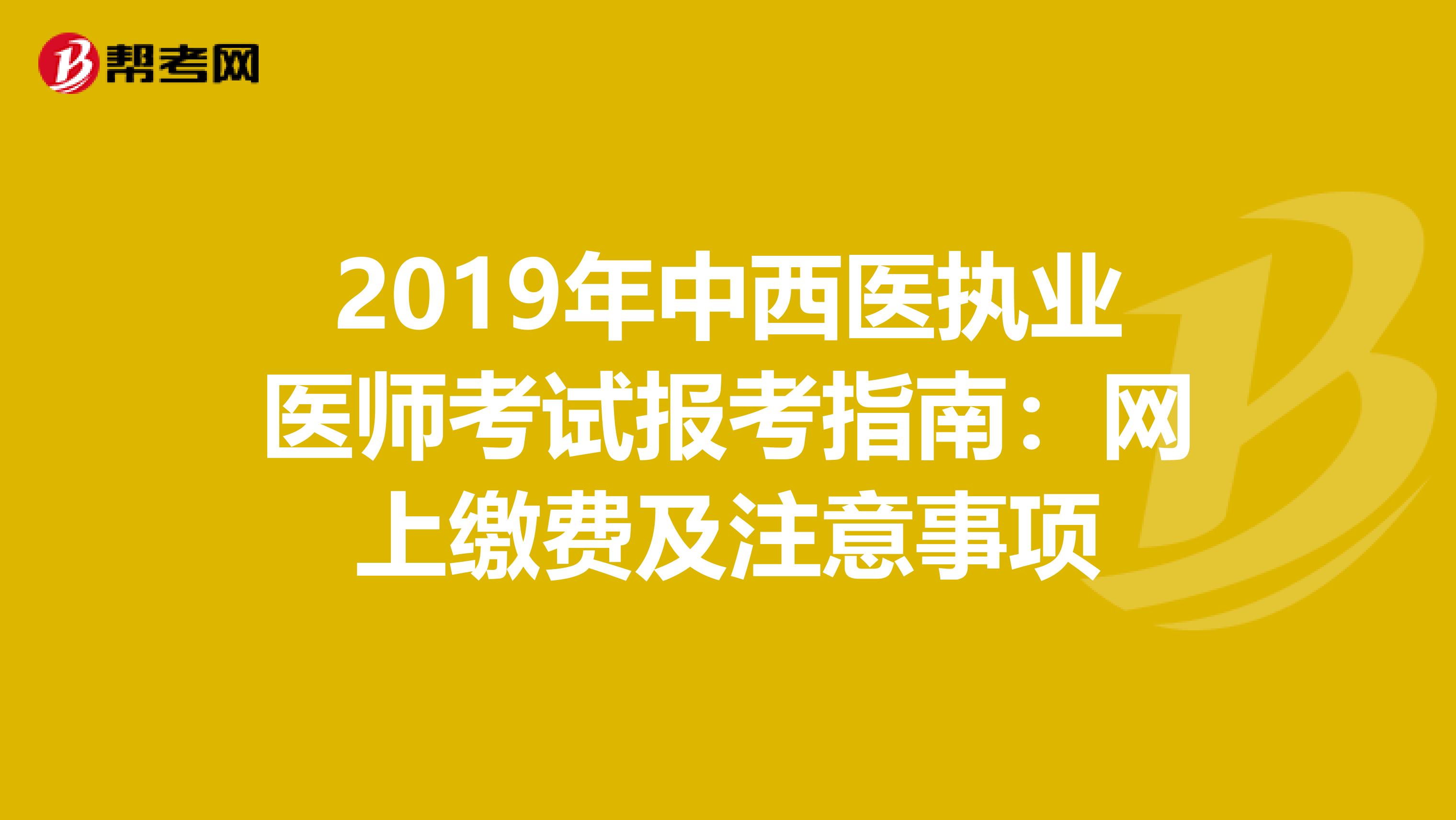 2019年中西医执业医师考试报考指南：网上缴费及注意事项