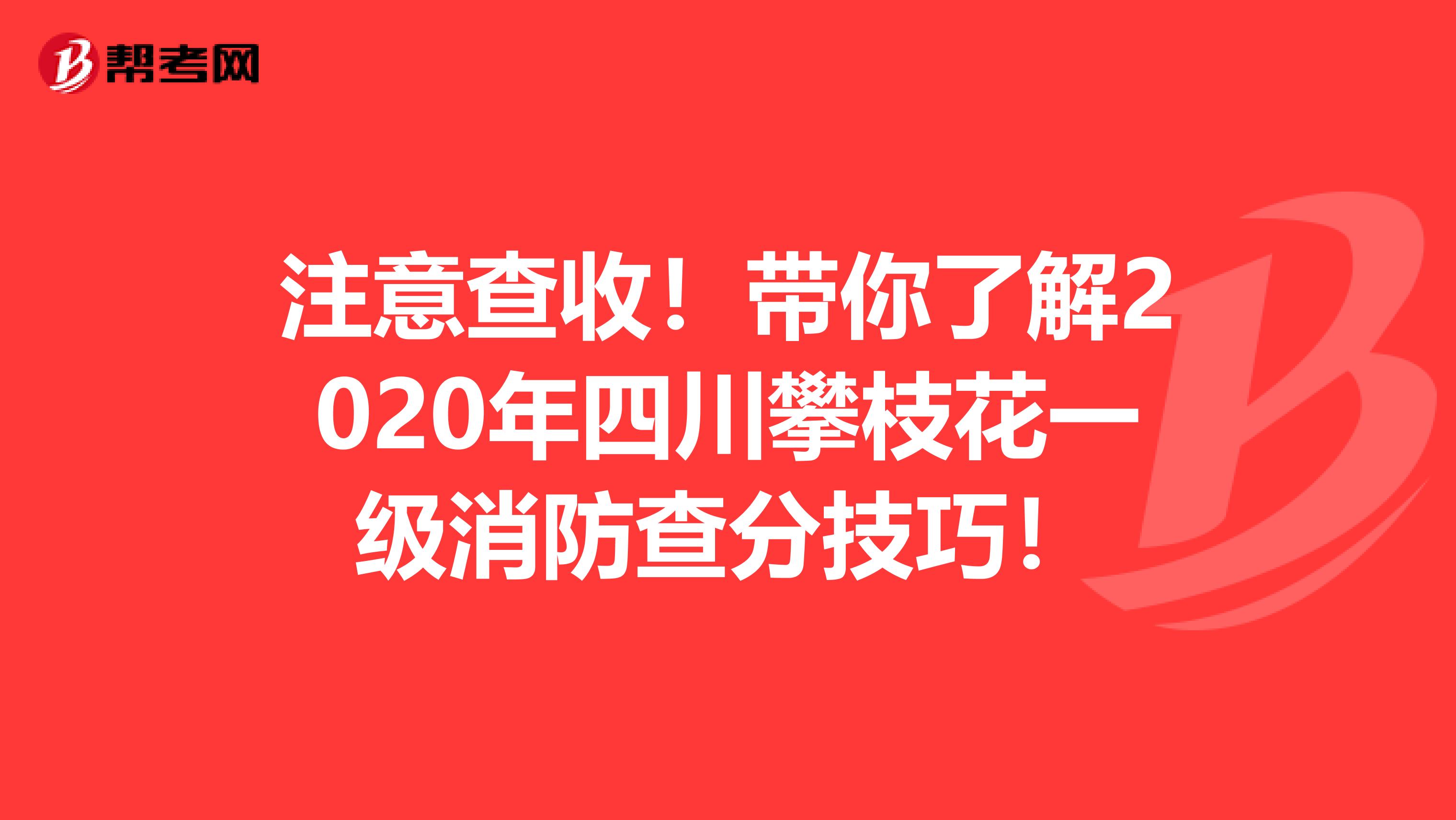 注意查收！带你了解2020年四川攀枝花一级消防查分技巧！