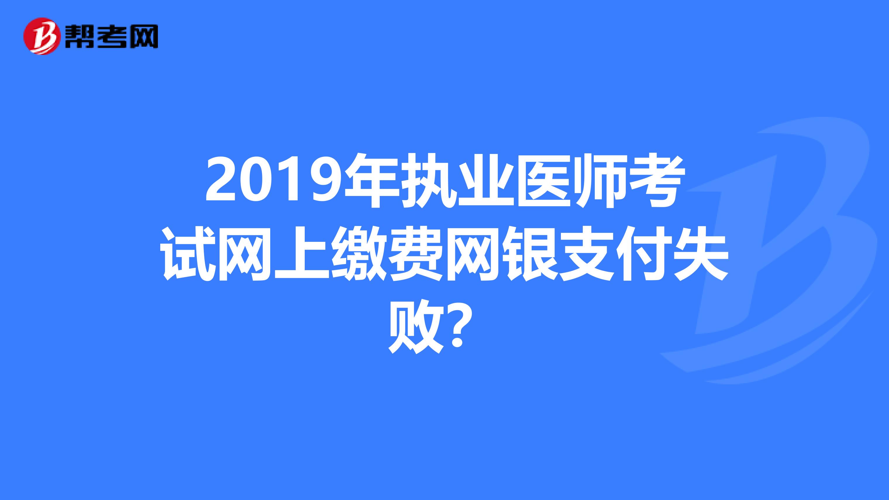2019年执业医师考试网上缴费网银支付失败？