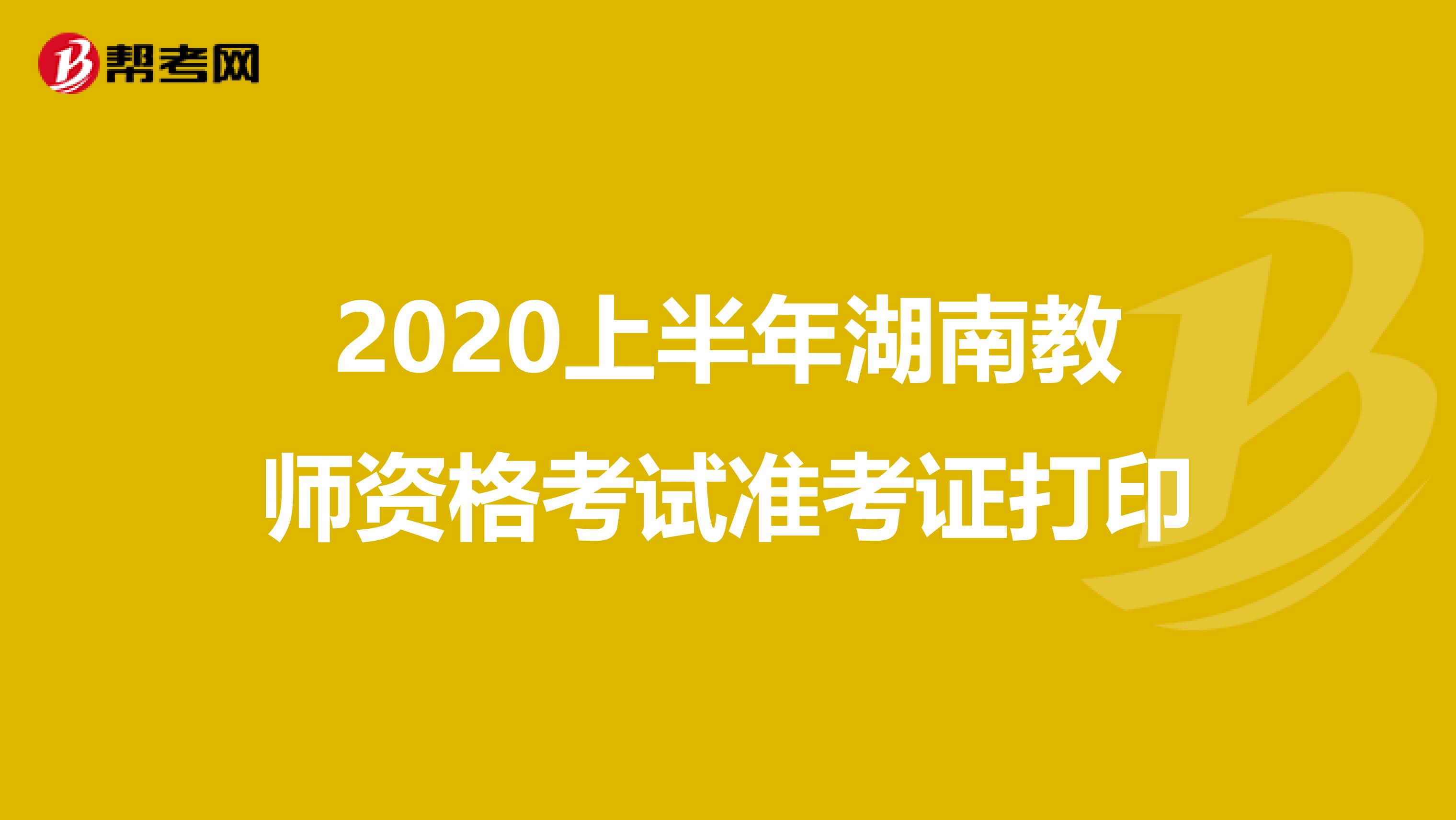 2020上半年湖南教师资格考试准考证打印