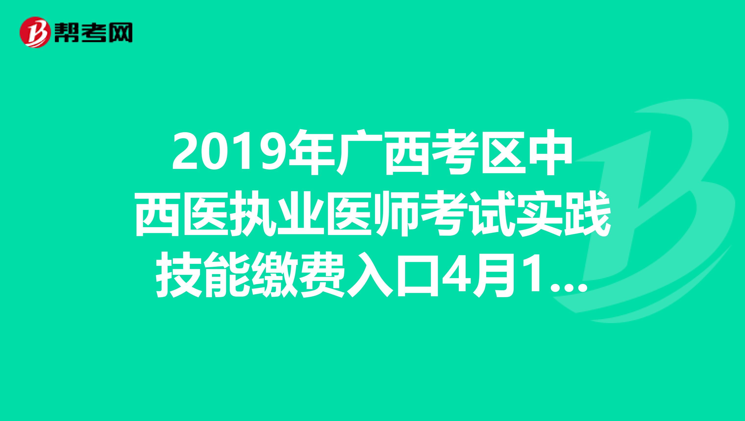 2019年广西考区中西医执业医师考试实践技能缴费入口4月10日开放