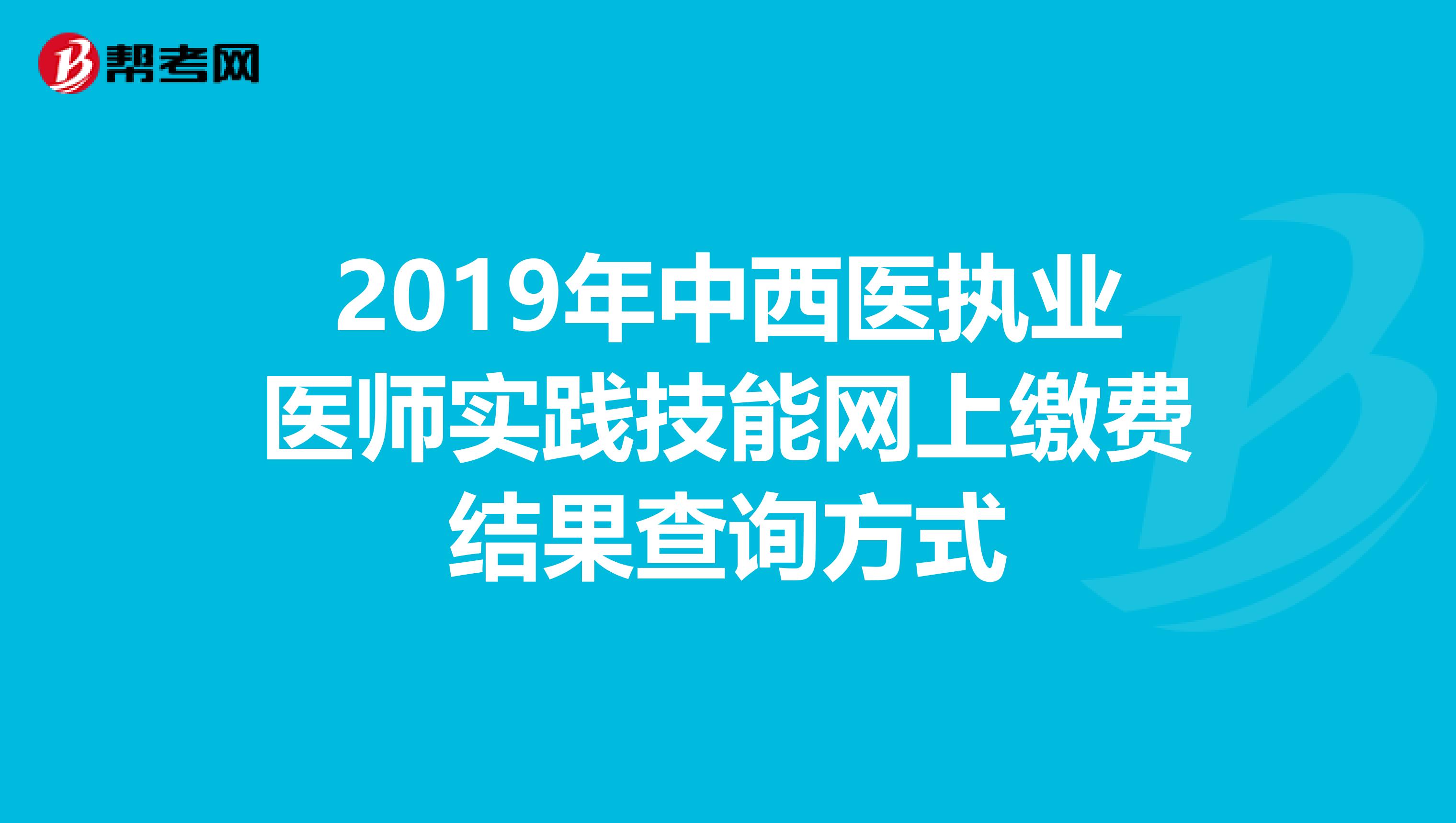 2019年中西医执业医师实践技能网上缴费结果查询方式