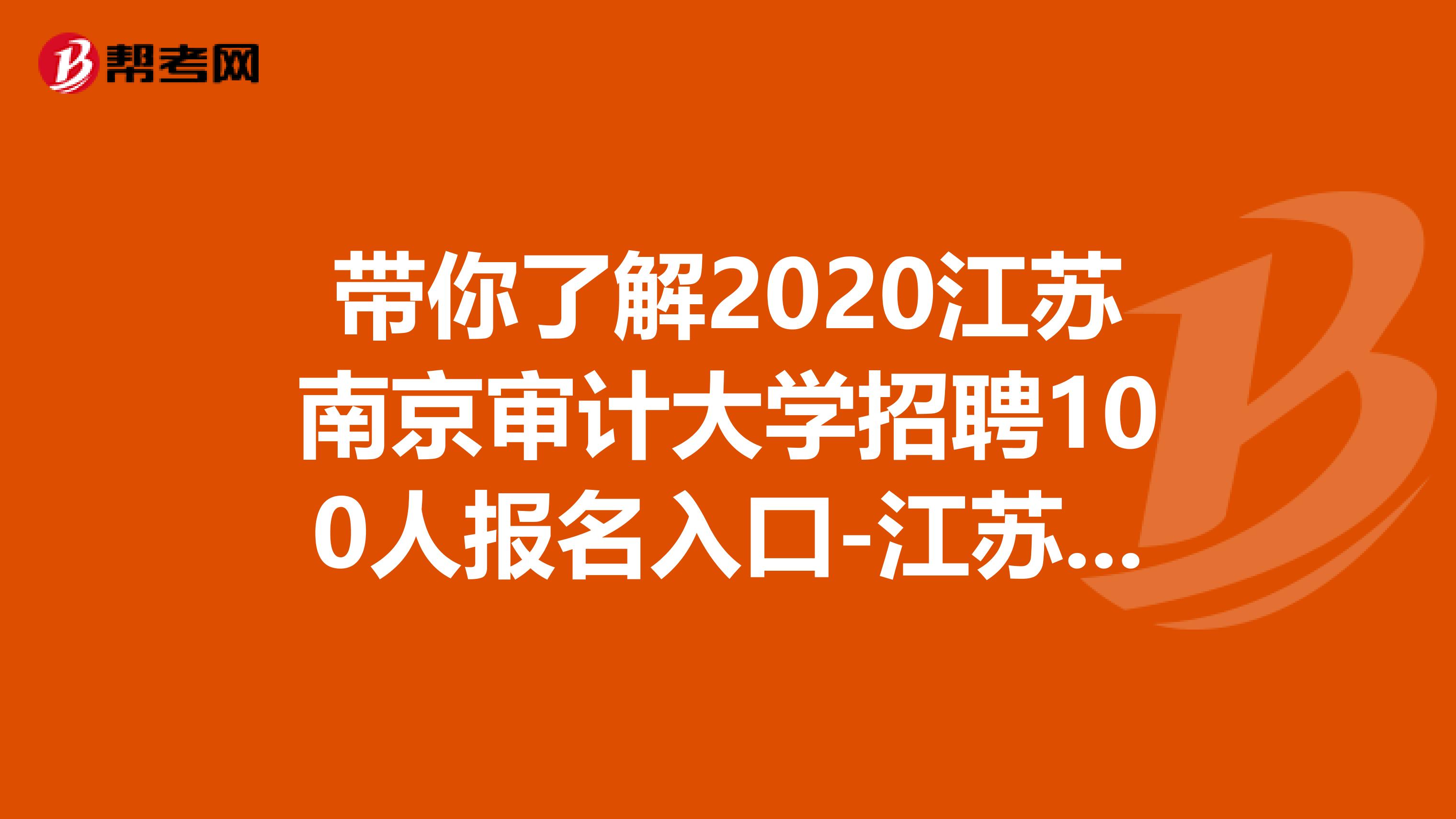 带你了解2020江苏南京审计大学招聘100人报名入口-江苏省人力资源和社会保障厅