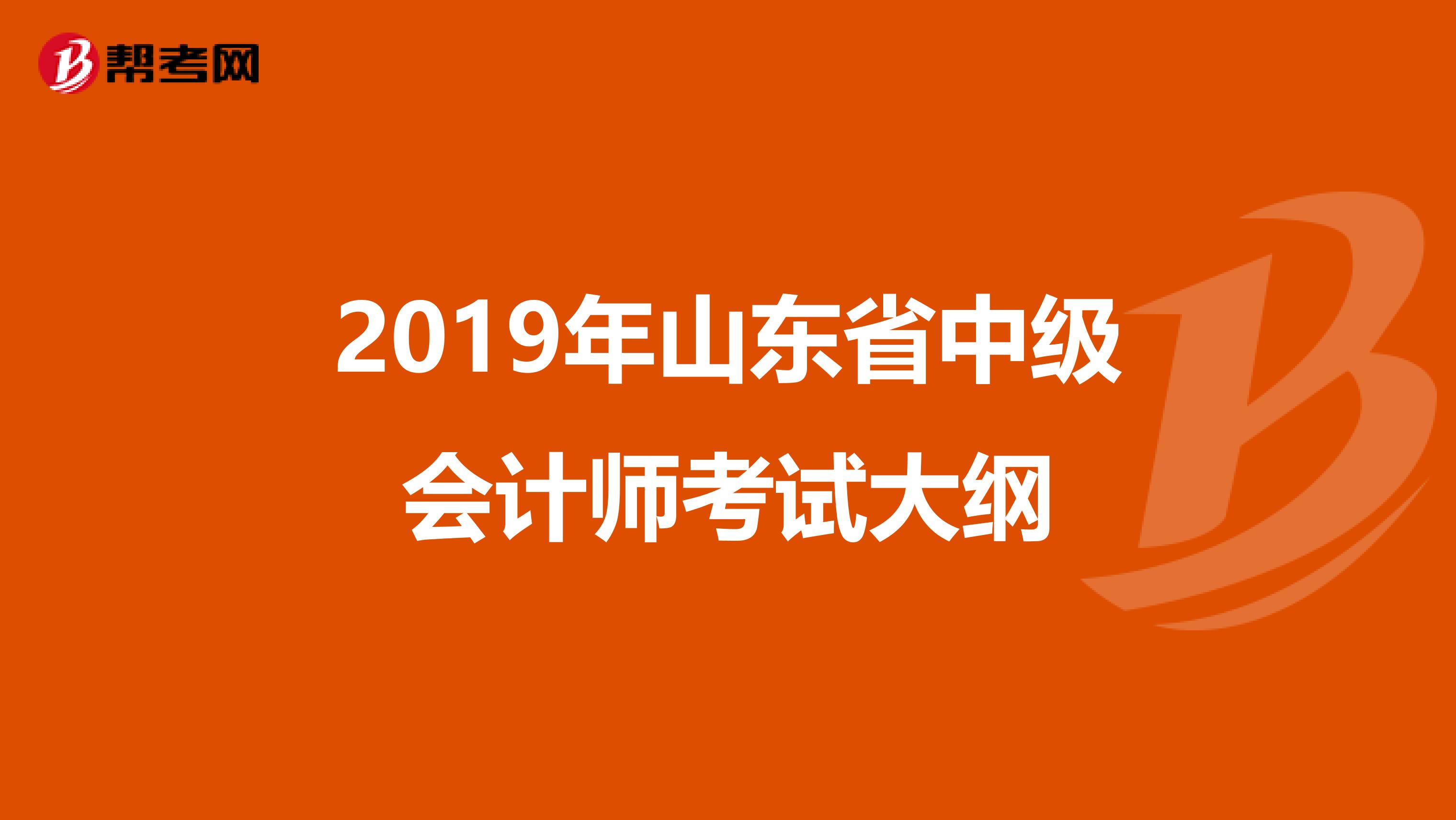 2019年山东省中级会计师考试大纲