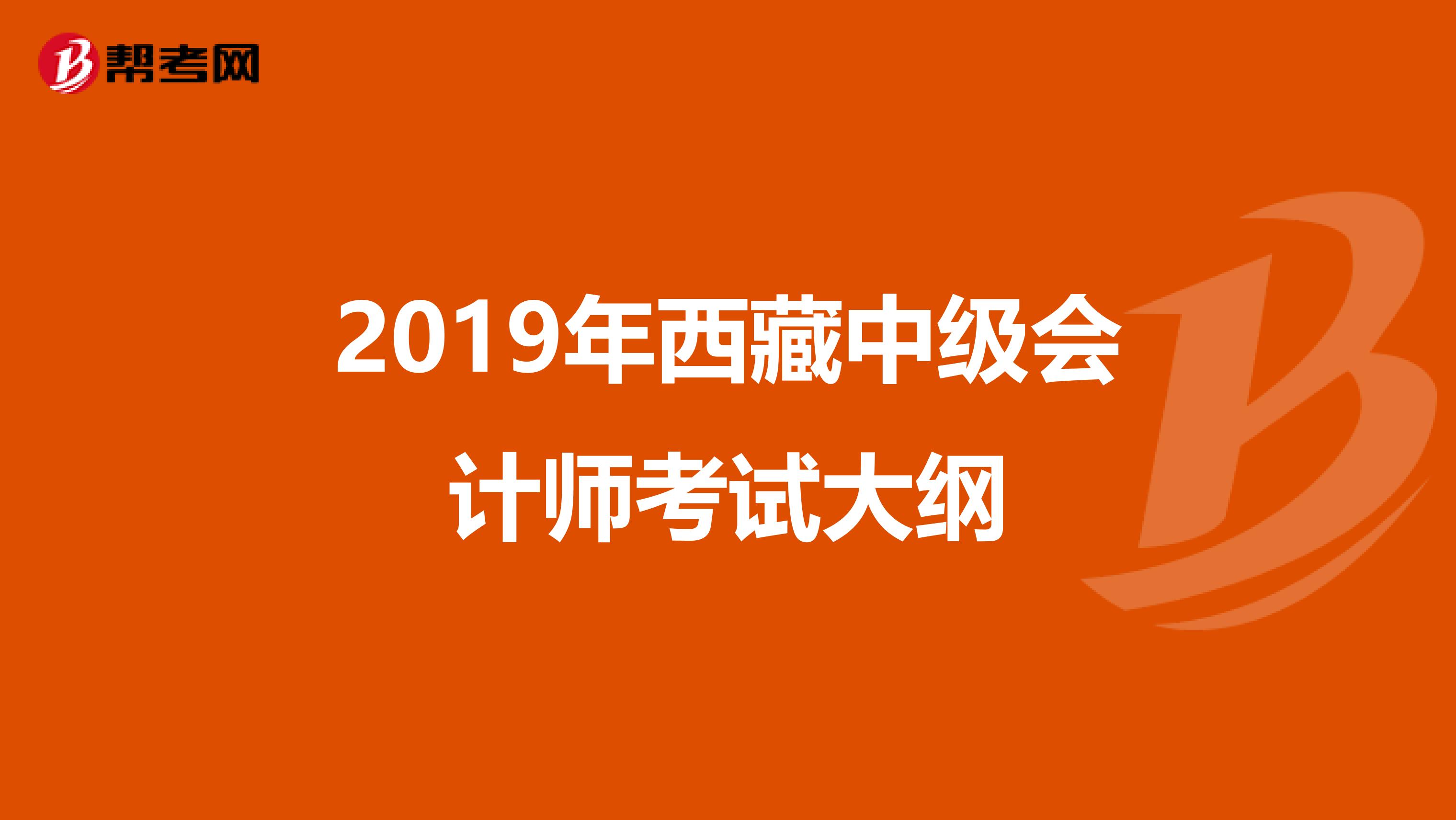 2019年西藏中級(jí)會(huì)計(jì)師考試大綱