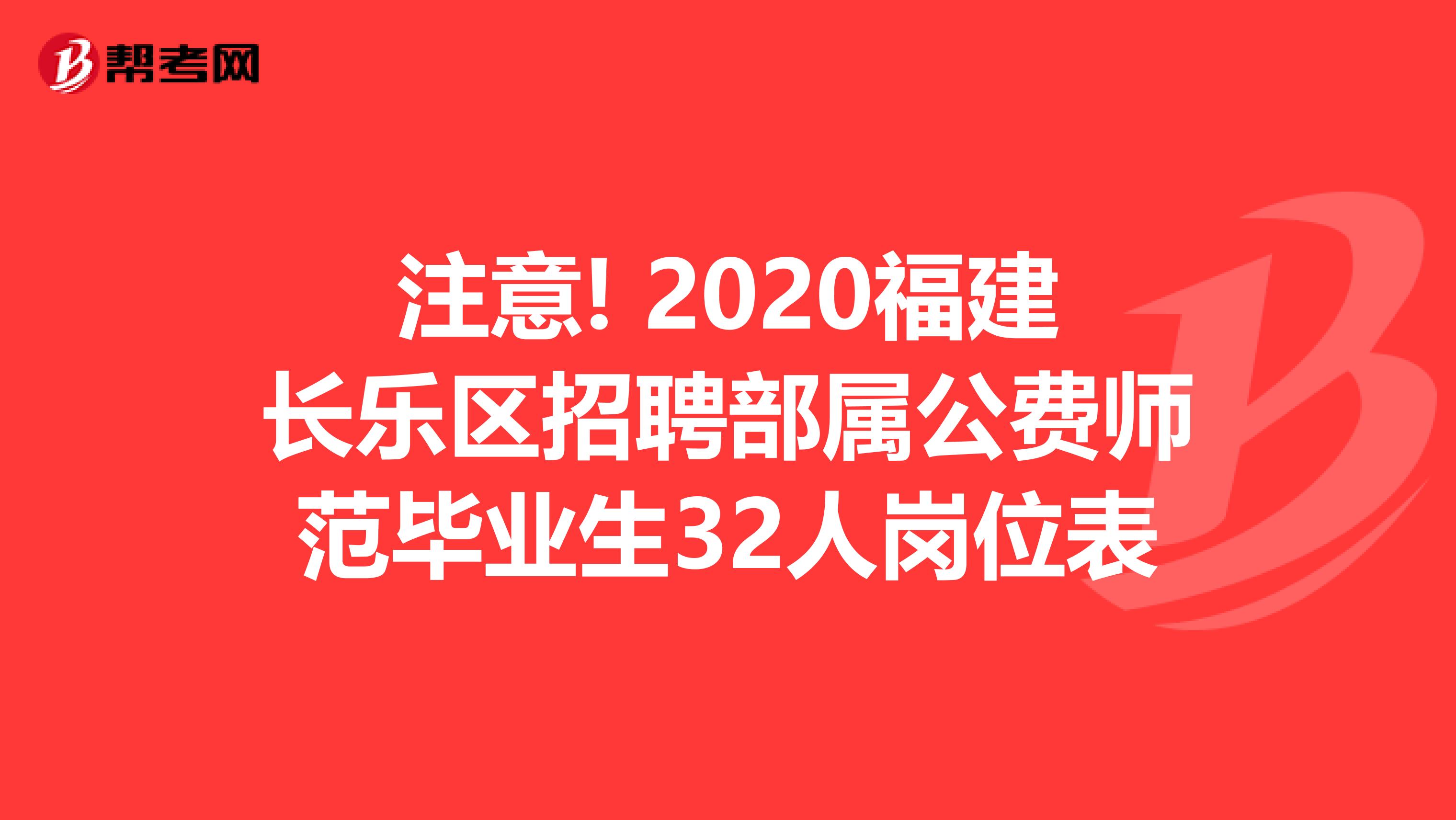 注意! 2020福建长乐区招聘部属公费师范毕业生32人岗位表