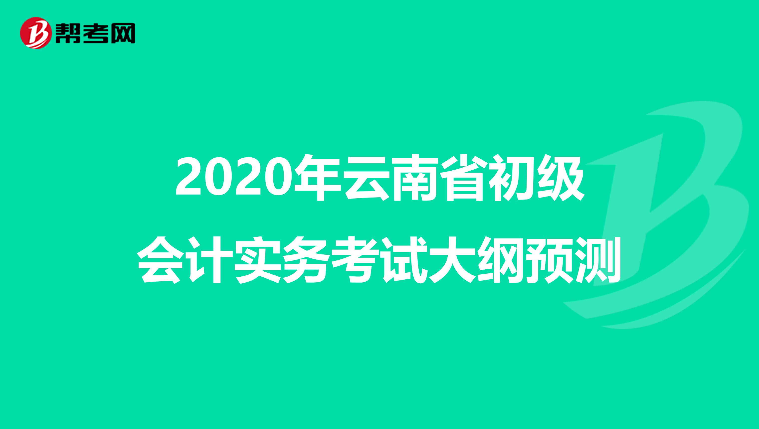 2020年云南省初级会计实务考试大纲预测