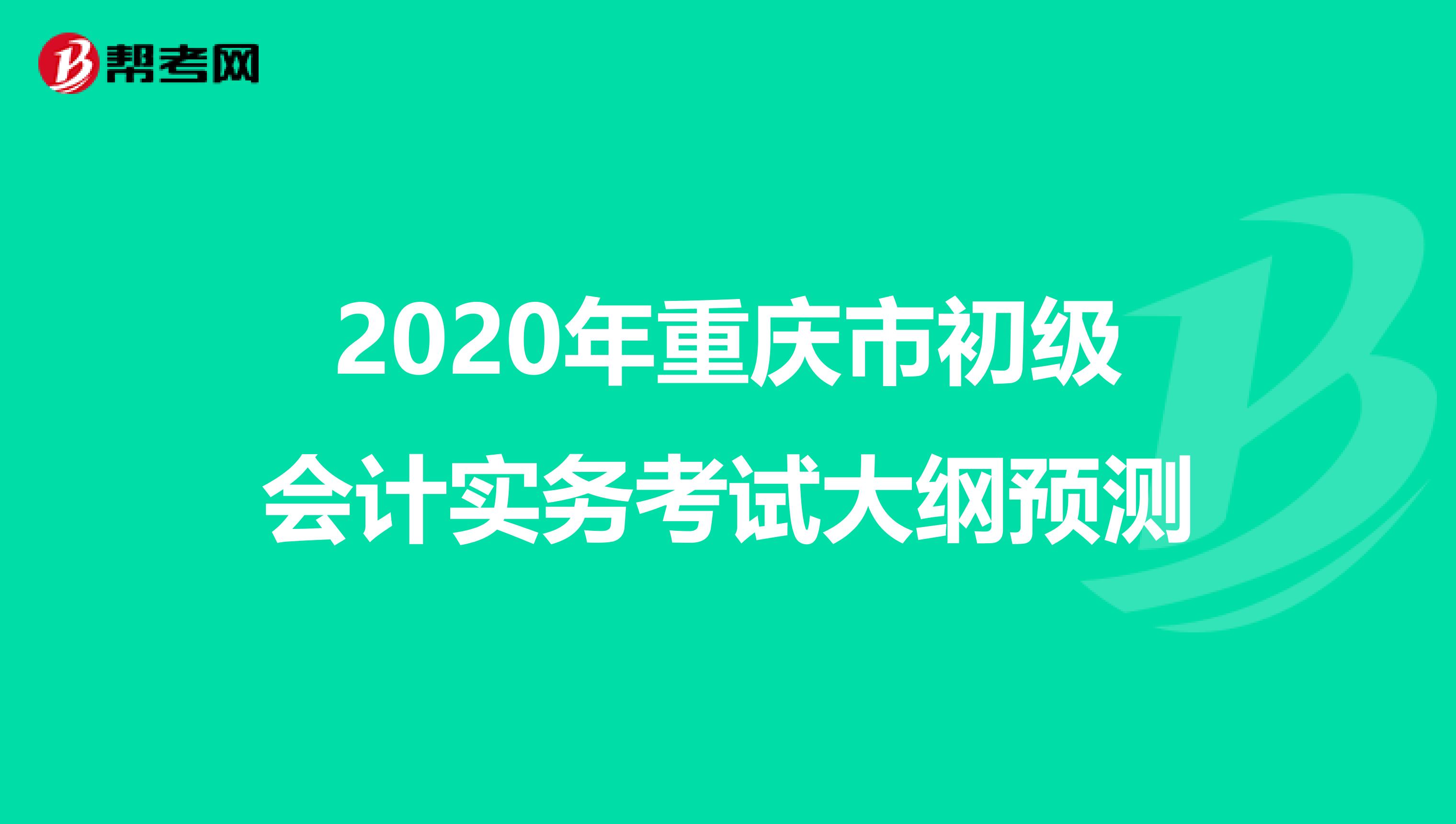2020年重庆市初级会计实务考试大纲预测