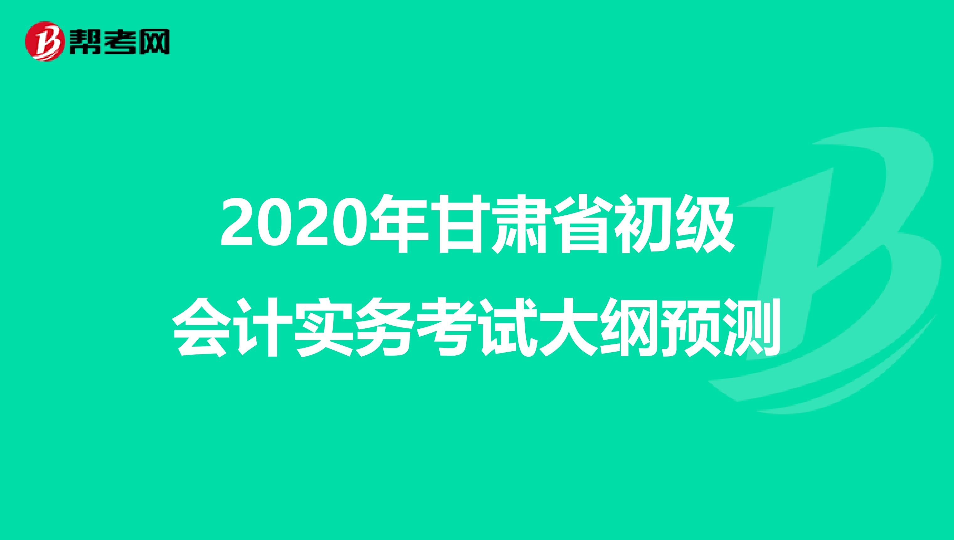 2020年甘肃省初级会计实务考试大纲预测