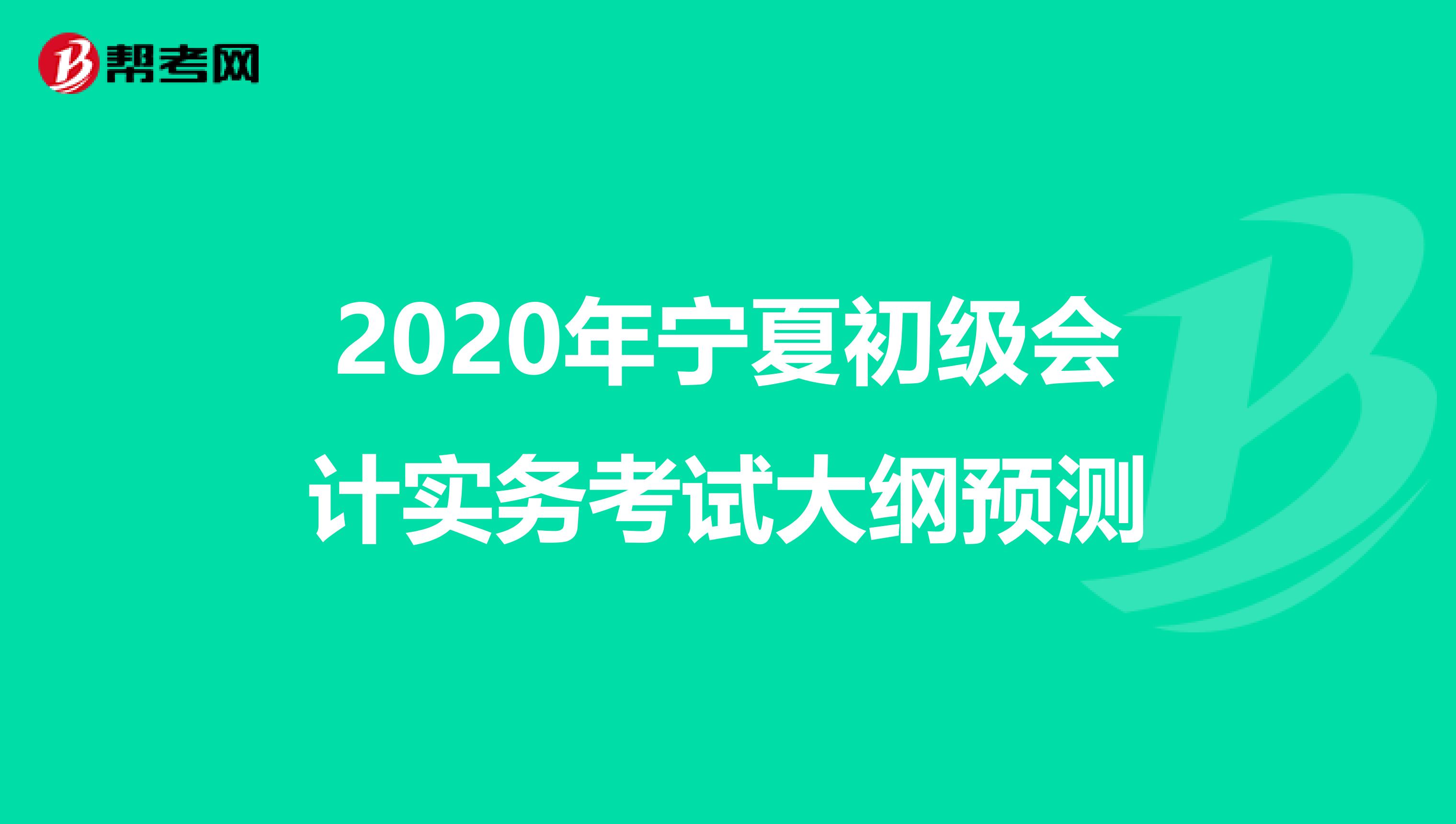 2020年宁夏初级会计实务考试大纲预测