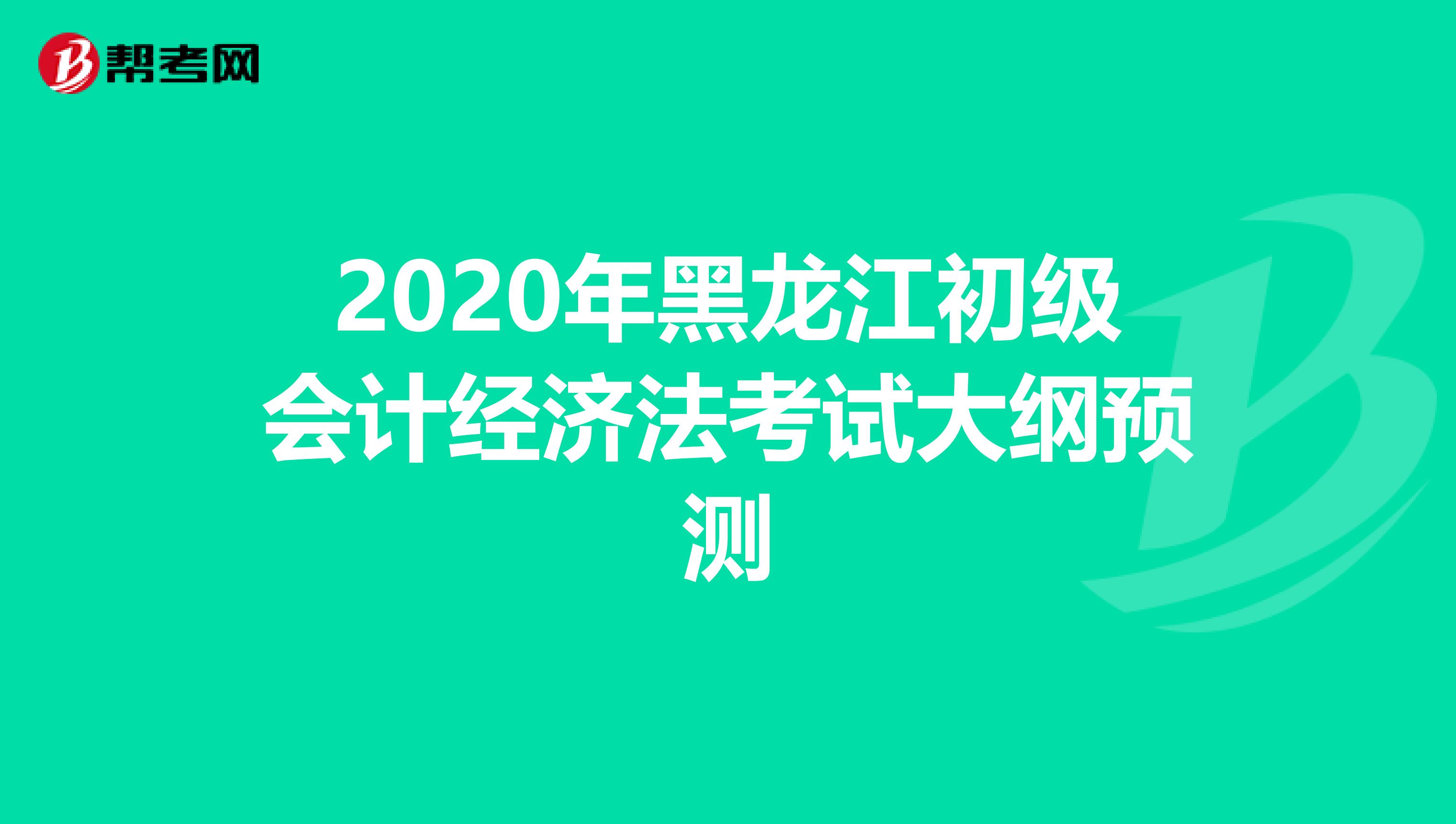 2020年黑龙江初级会计经济法考试大纲预测