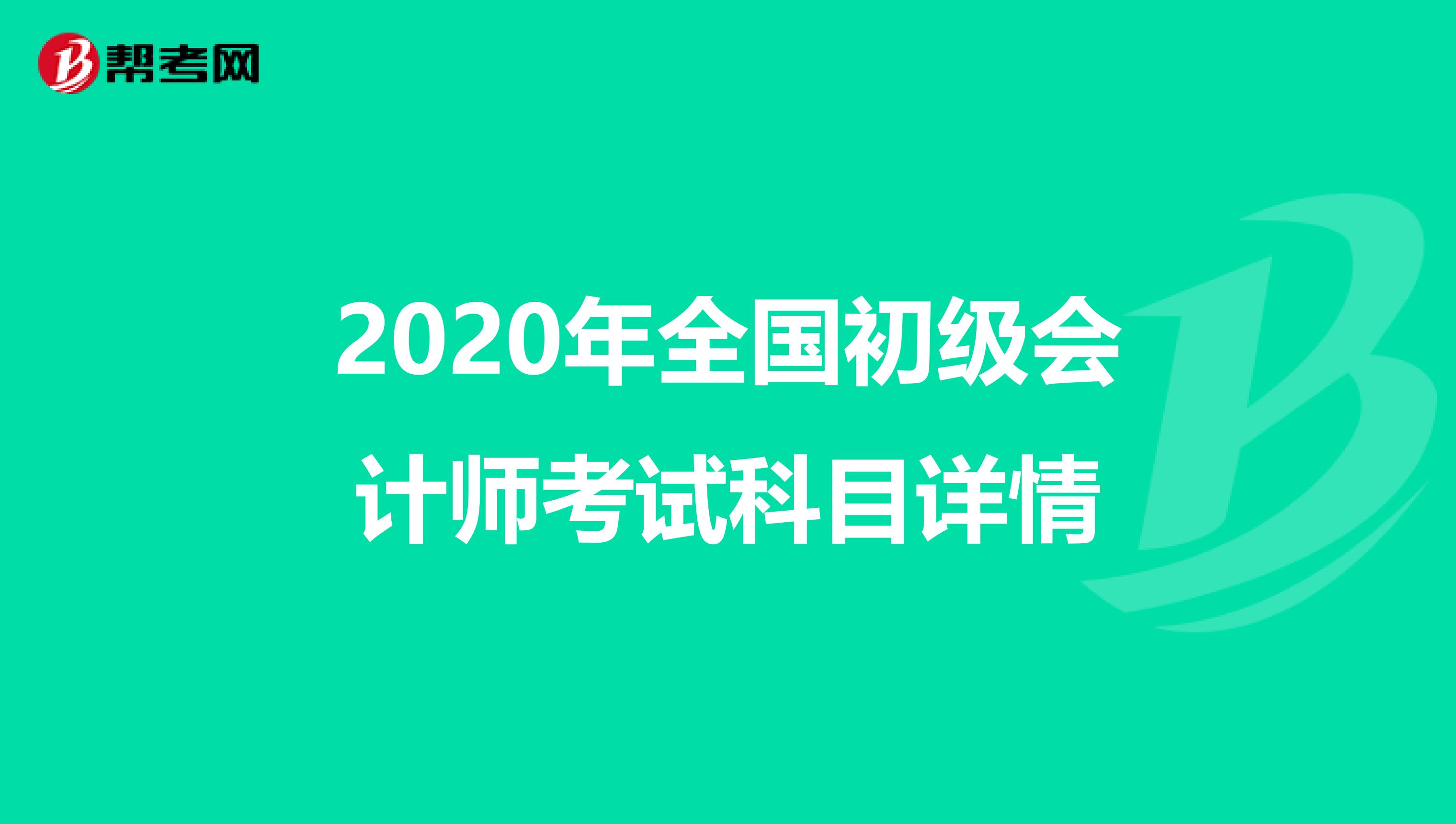 2020年全国初级会计师考试科目详情