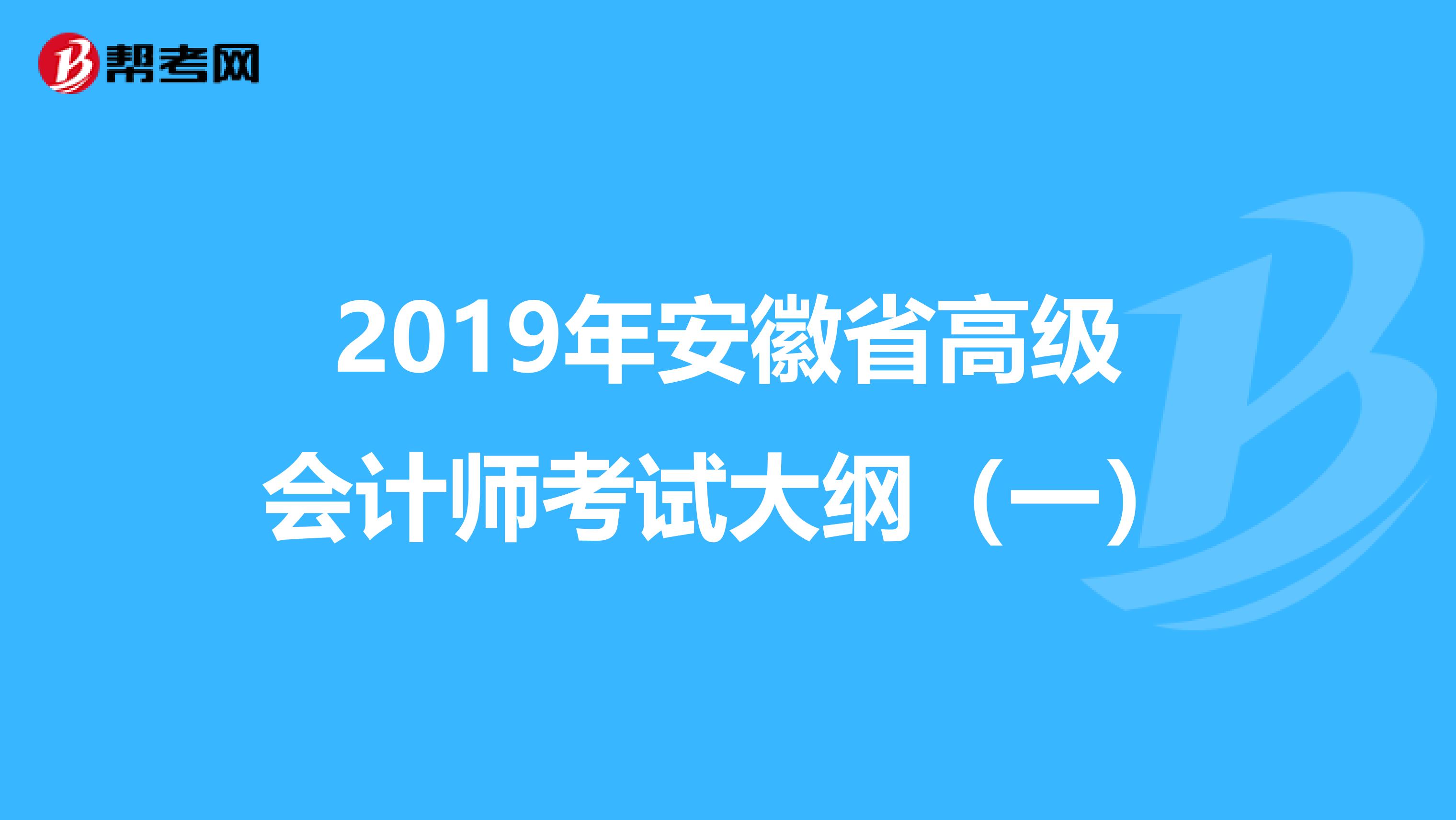 2019年安徽省高级会计师考试大纲（一）