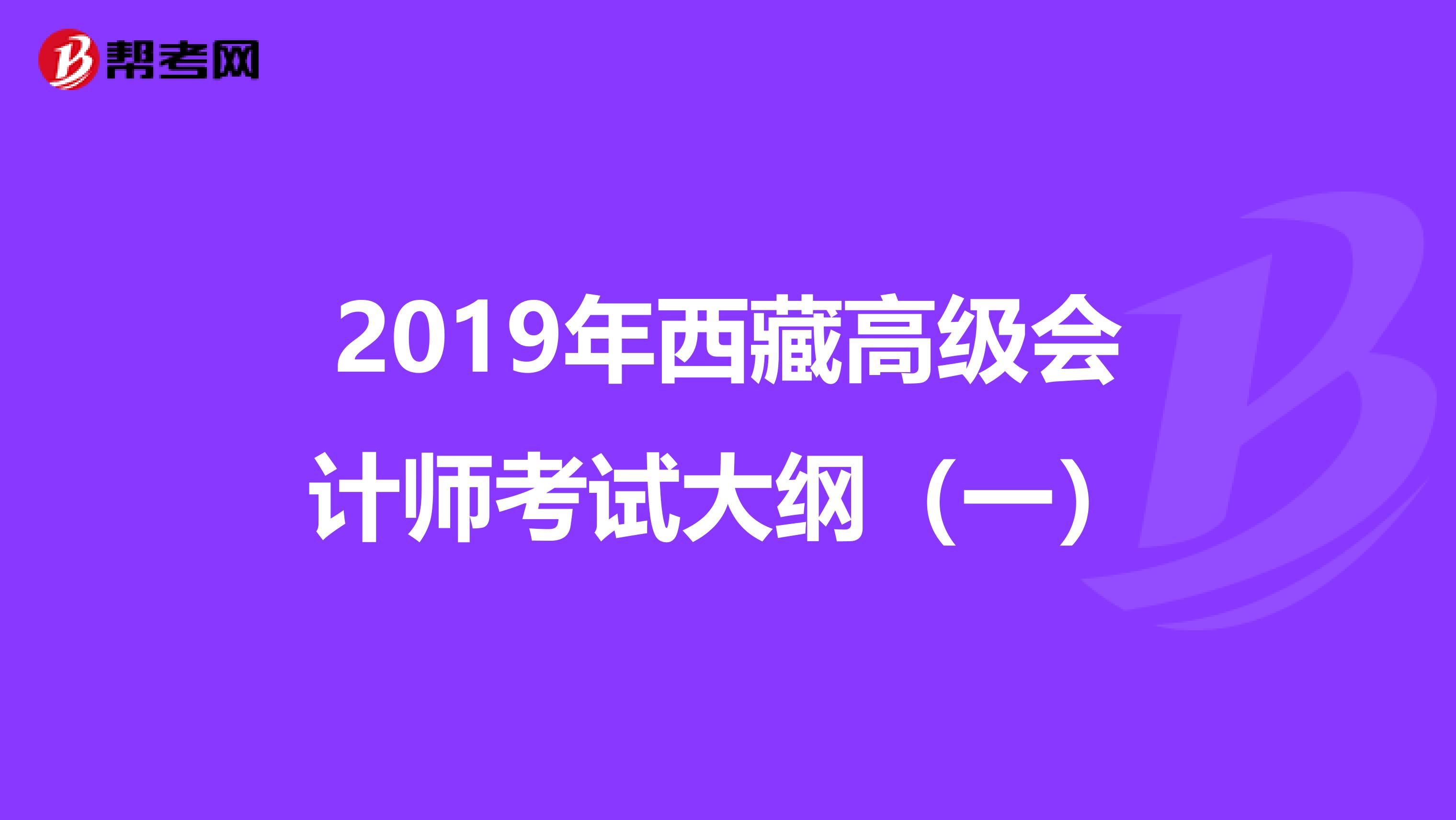 2019年西藏高级会计师考试大纲（一）