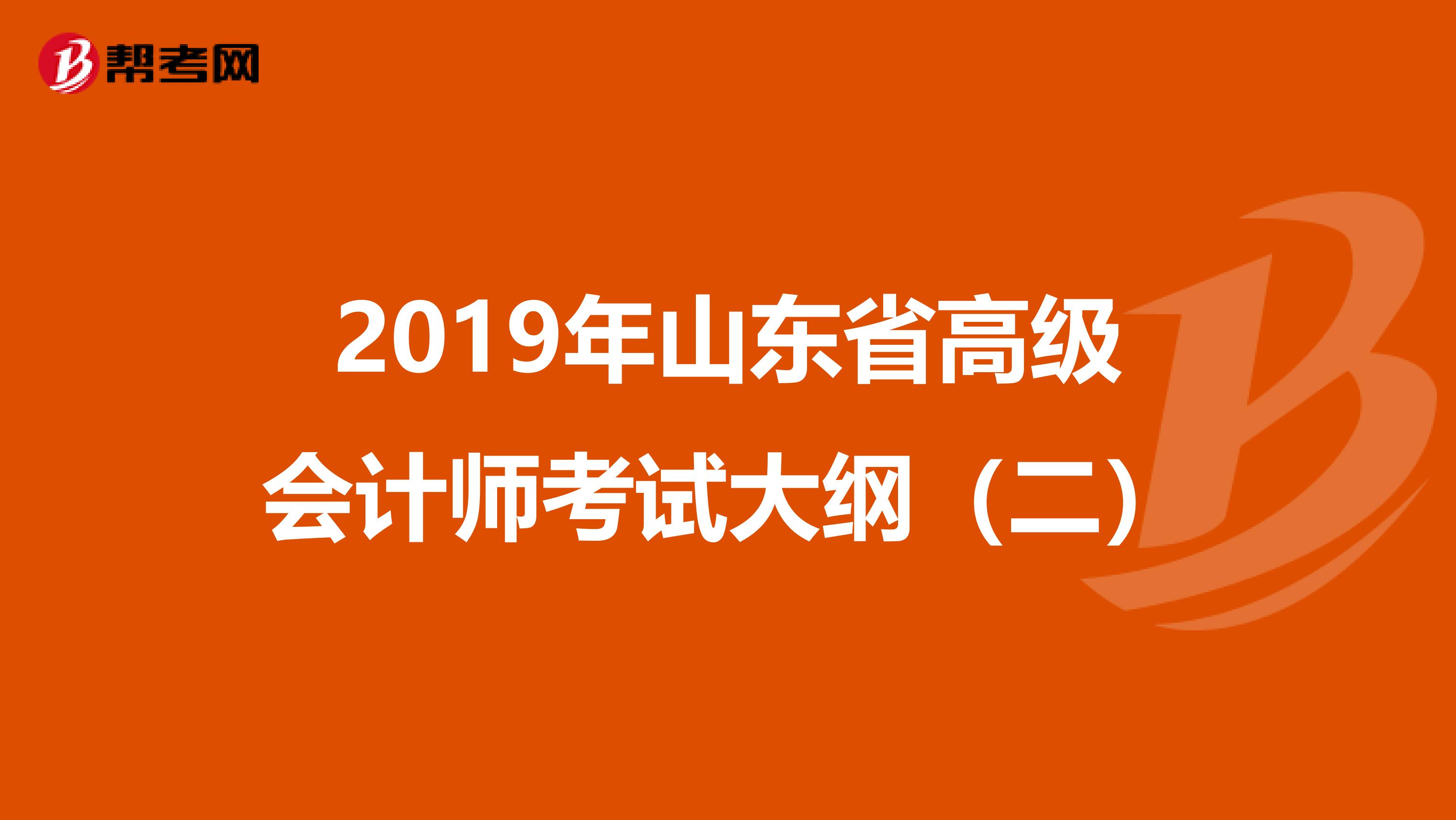 2019年山东省高级会计师考试大纲（二）