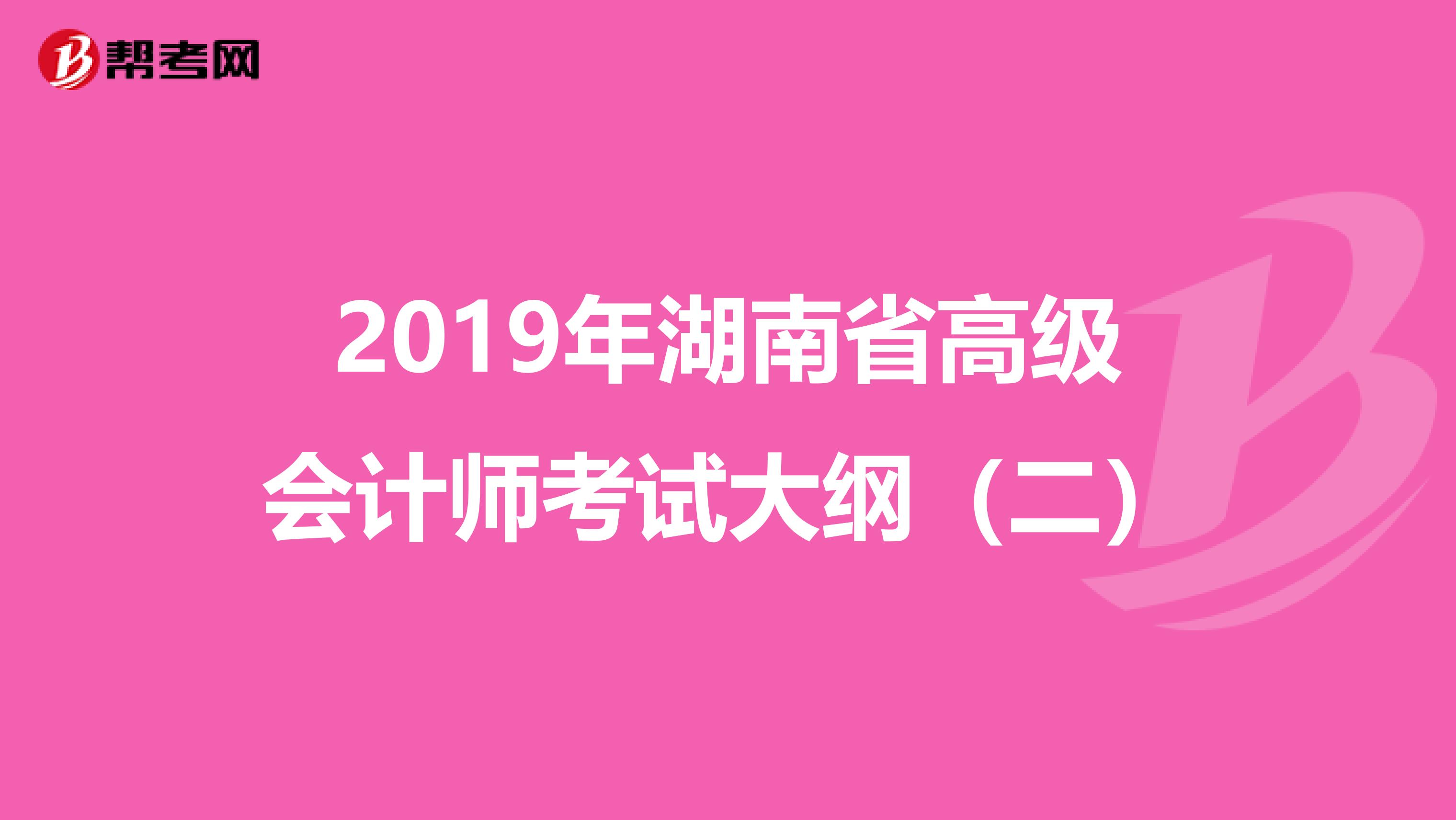 2019年湖南省高级会计师考试大纲（二）