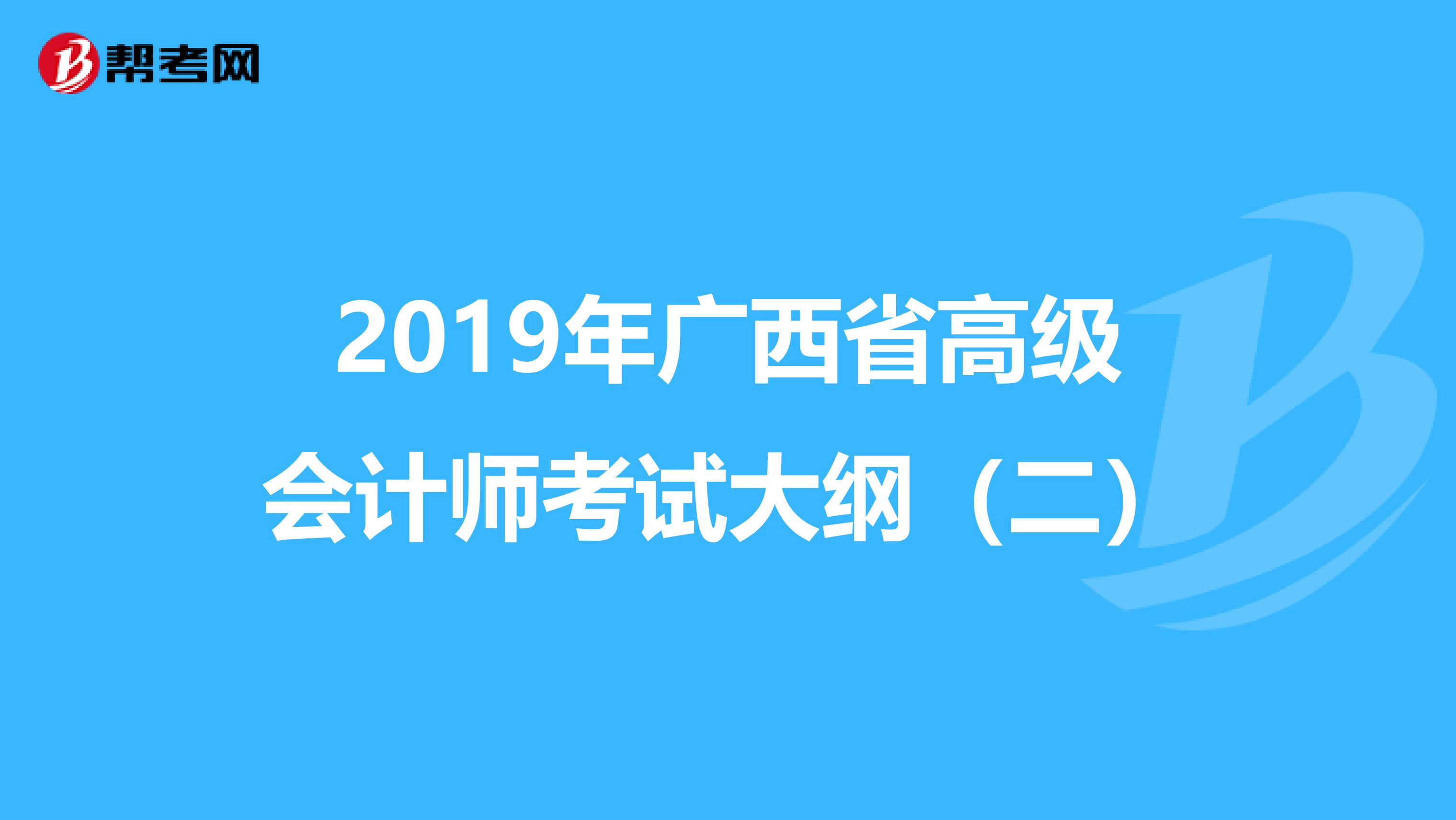 2019年广西省高级会计师考试大纲（二）