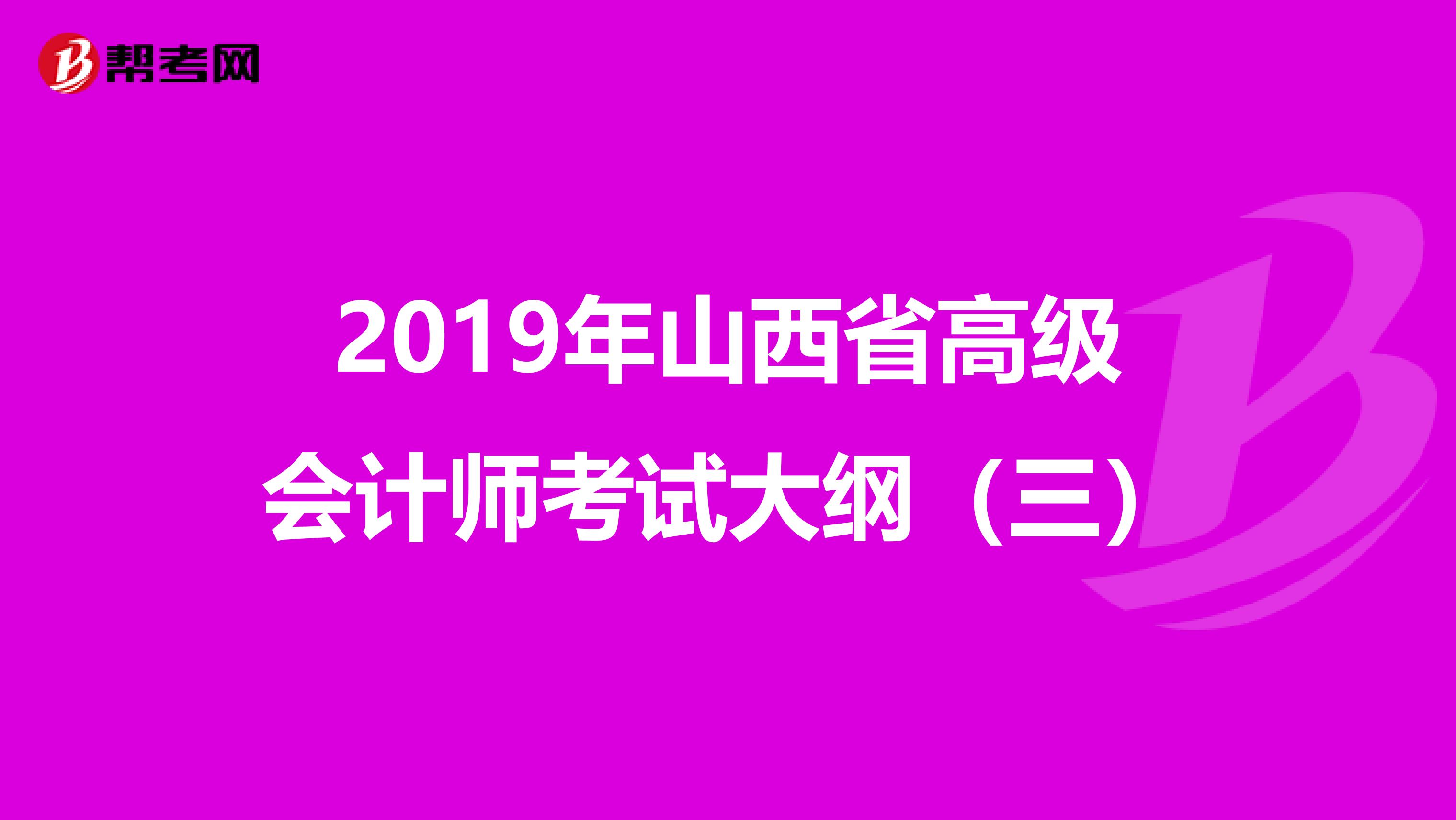 2019年山西省高级会计师考试大纲（三）