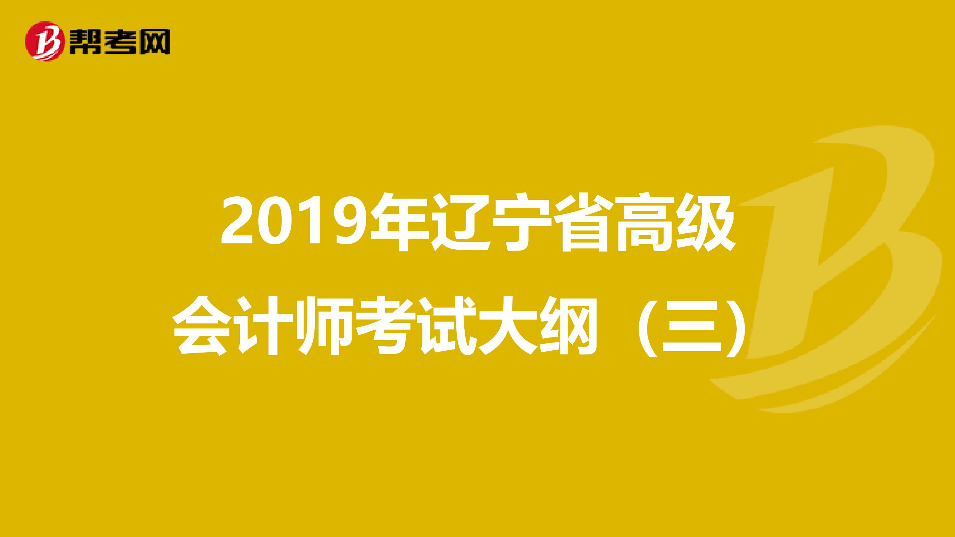 2019年辽宁省高级会计师考试大纲（三）