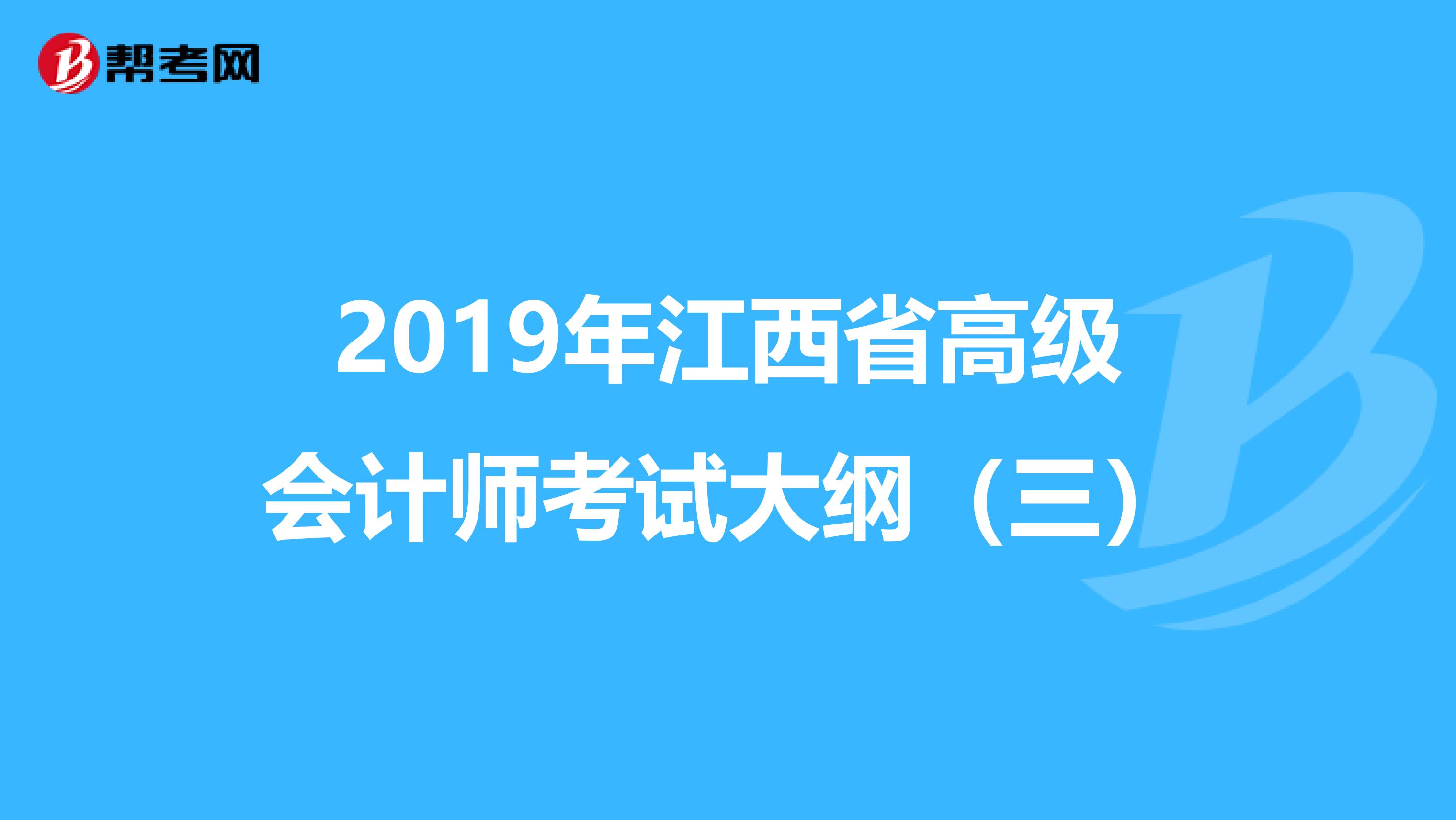 2019年江西省高级会计师考试大纲（三）